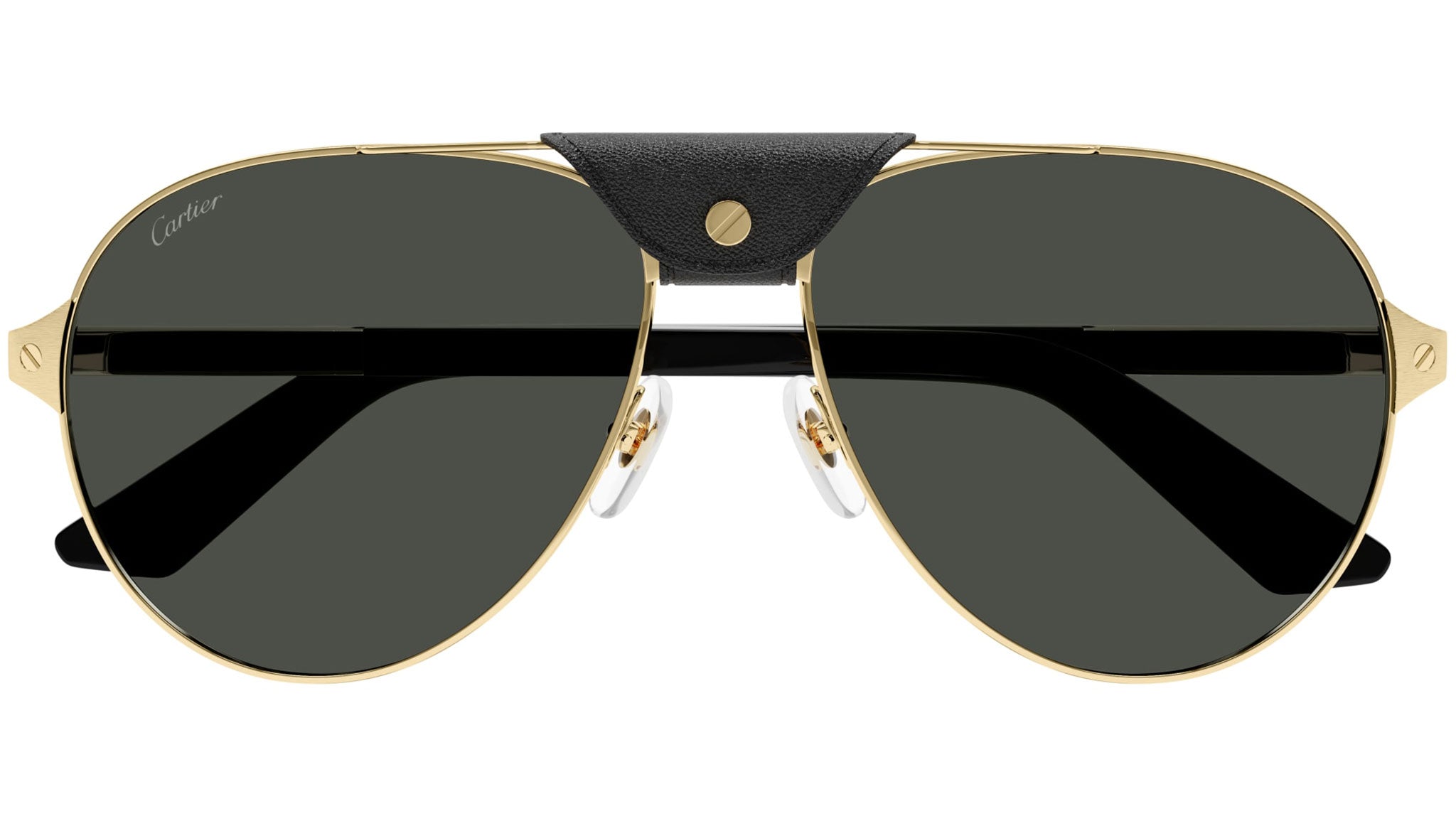 Cartier Santos CT0387S 001 Gold Grey Sunglasses