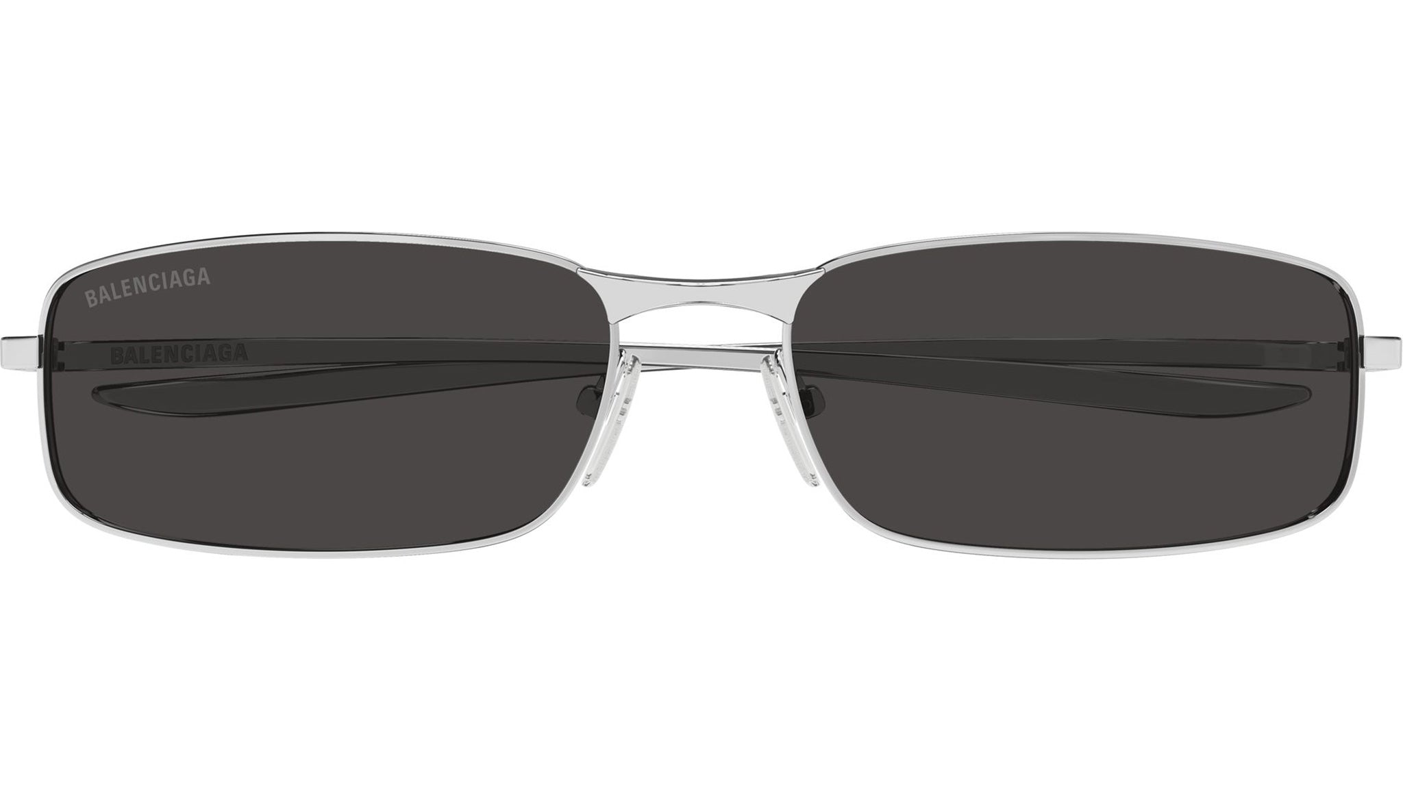 Balenciaga BB0493S Rectangular Sunglasses 001 Silver Grey - eye-oo.com