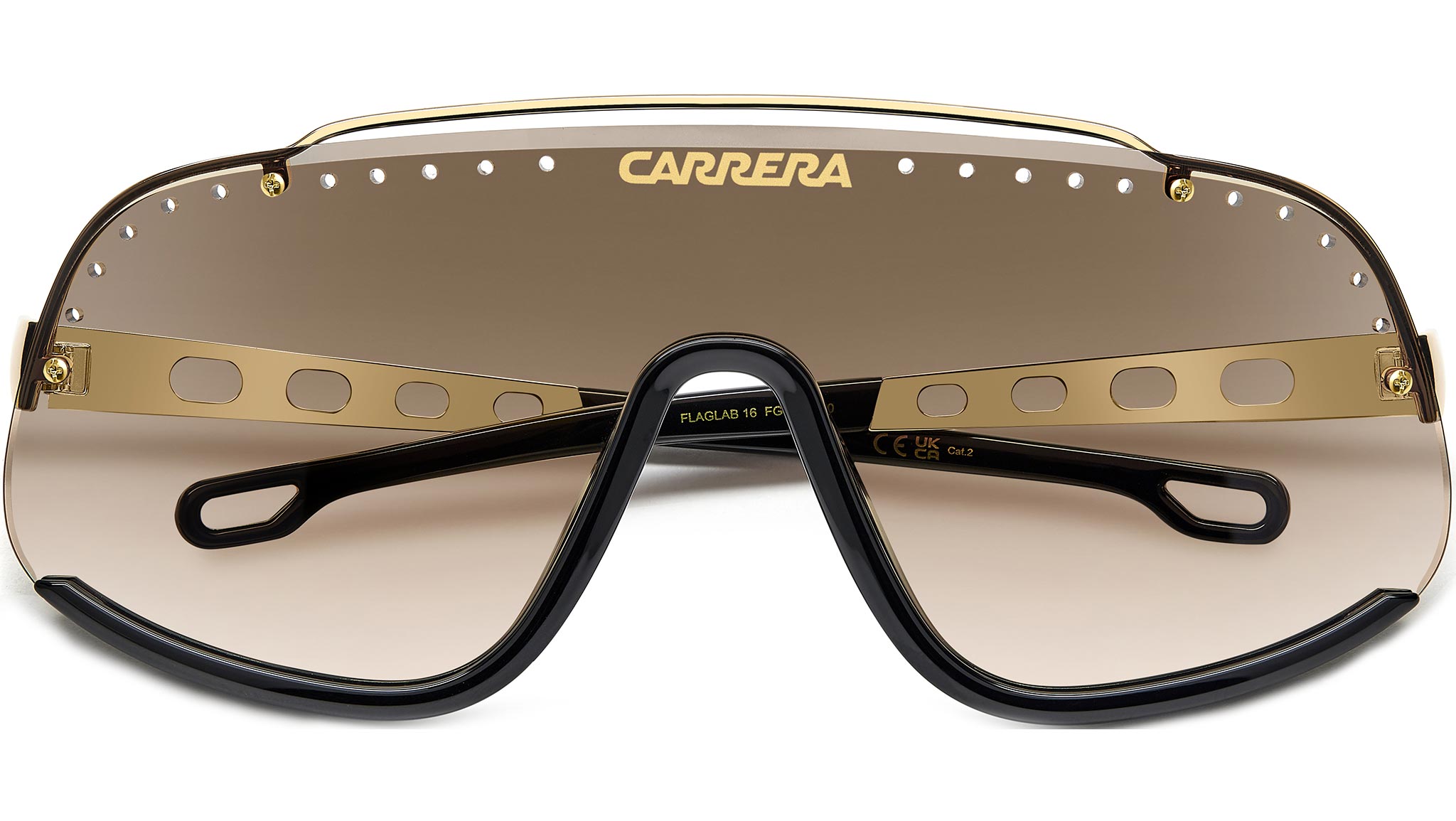 CARRERA FLAGLAB 16 FG4 Sunglasses – Brown Gold Unisex Vintage Shield Style With Mirrored Lens
