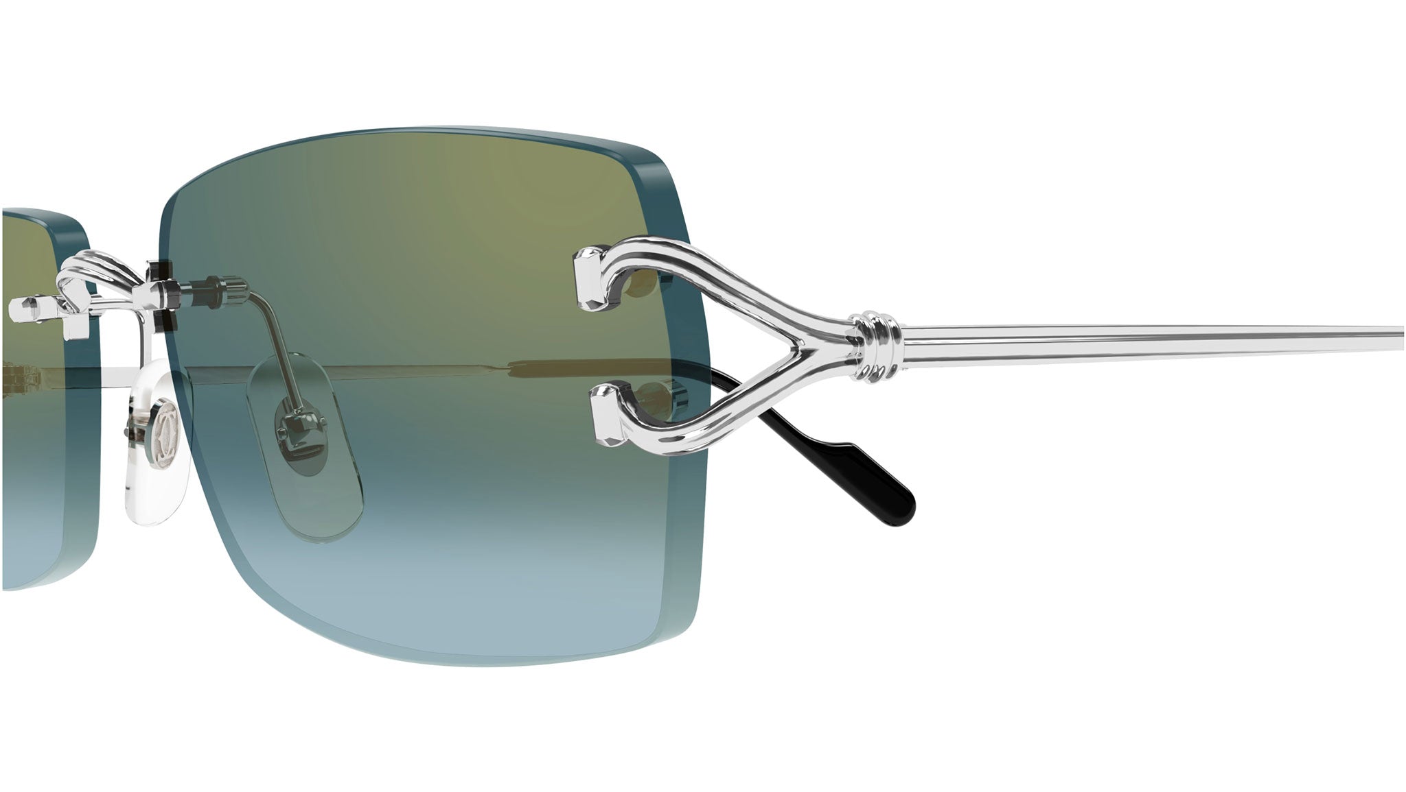 Cartier サントス オードトワレ 50ml Cartier CT0550S 004 Sunglasses Shiny Platinum Green - eye-oo.com