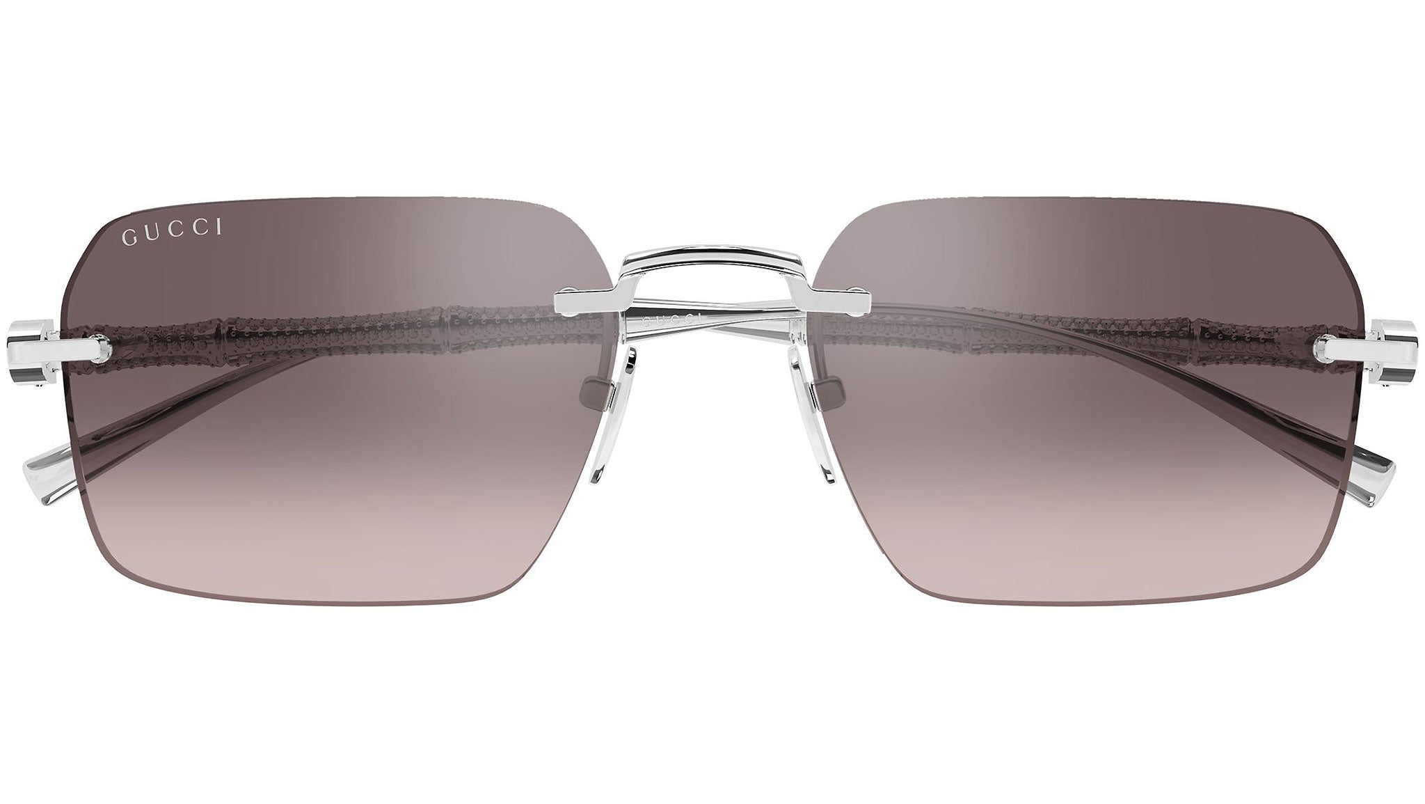 小物 GUCCI Rimless Sunglasses Interlocking GG Gucci GG2154S 005 Silver Brown Sunglasses - eye-oo.com