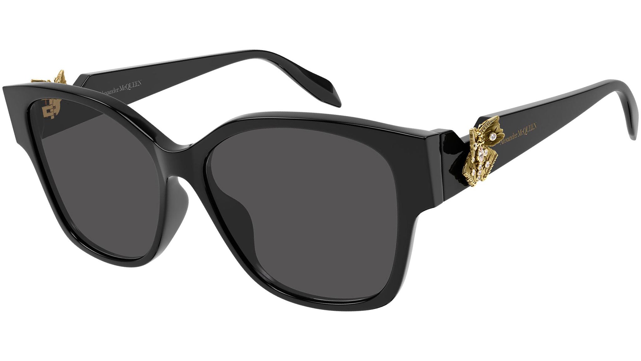 Alexander McQueen AM0370S Sunglasses 001 Shiny Black - eye-oo.com