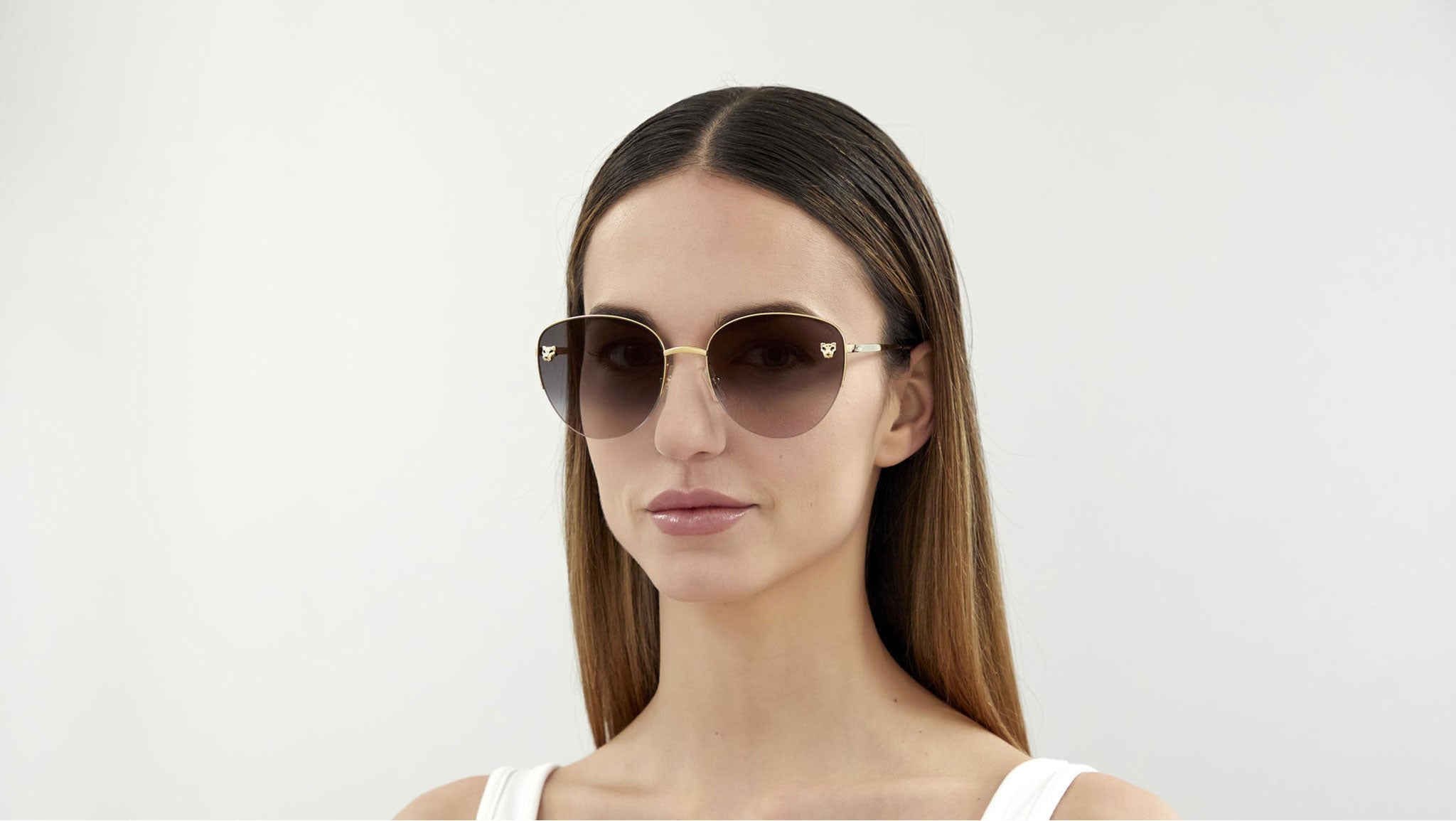 Panthère de Cartier Sunglasses CT0301S 001 Gold Grey - eye-oo.com