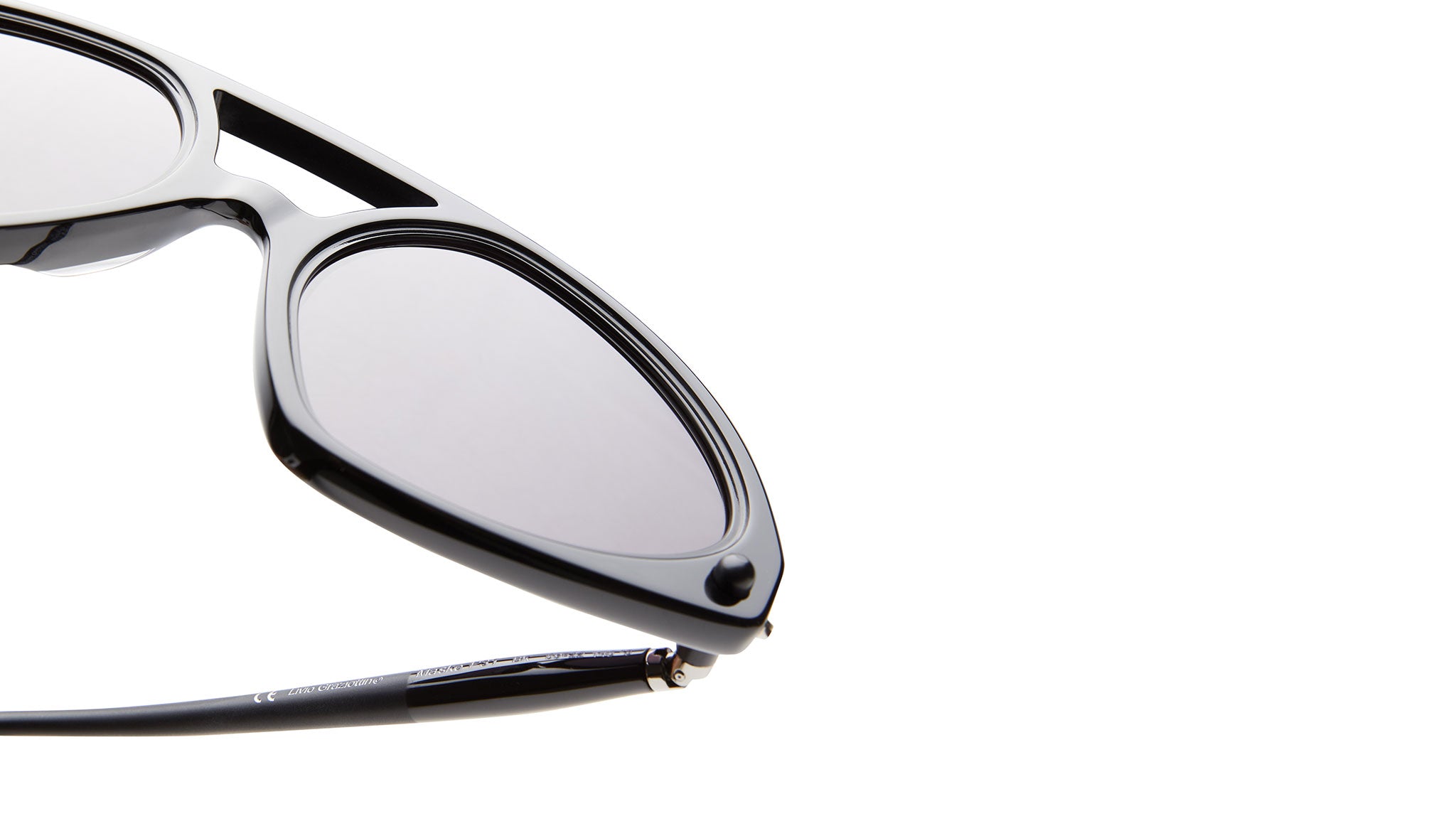 Modern Black Sunglasses with Light Silver Lenses
0393 Black Lens Brightness Adjustable Tint Aperture Sunglasses  main image 2