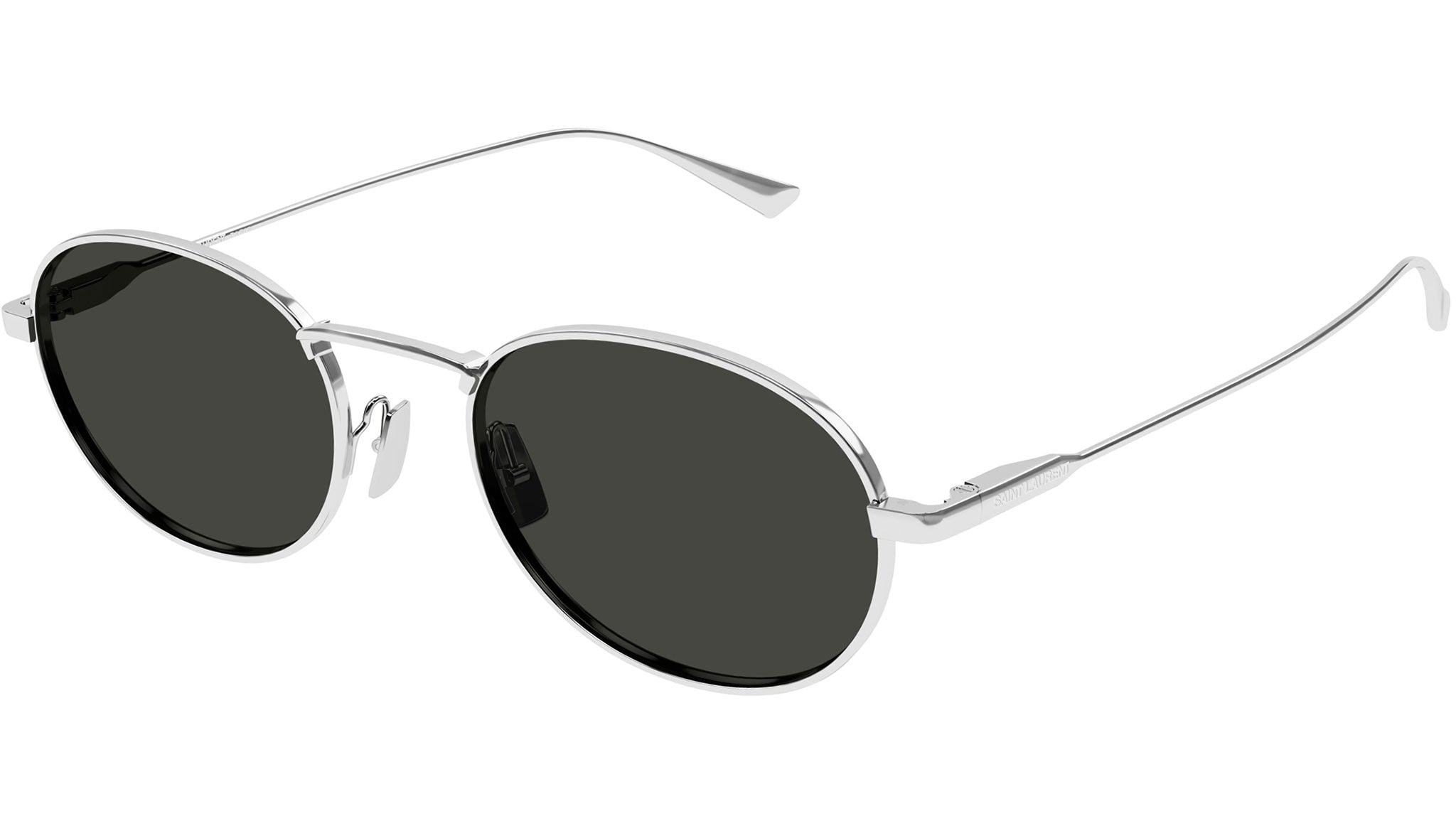Saint Laurent SL 799 002 Oval Sunglasses Silver - eye-oo.com