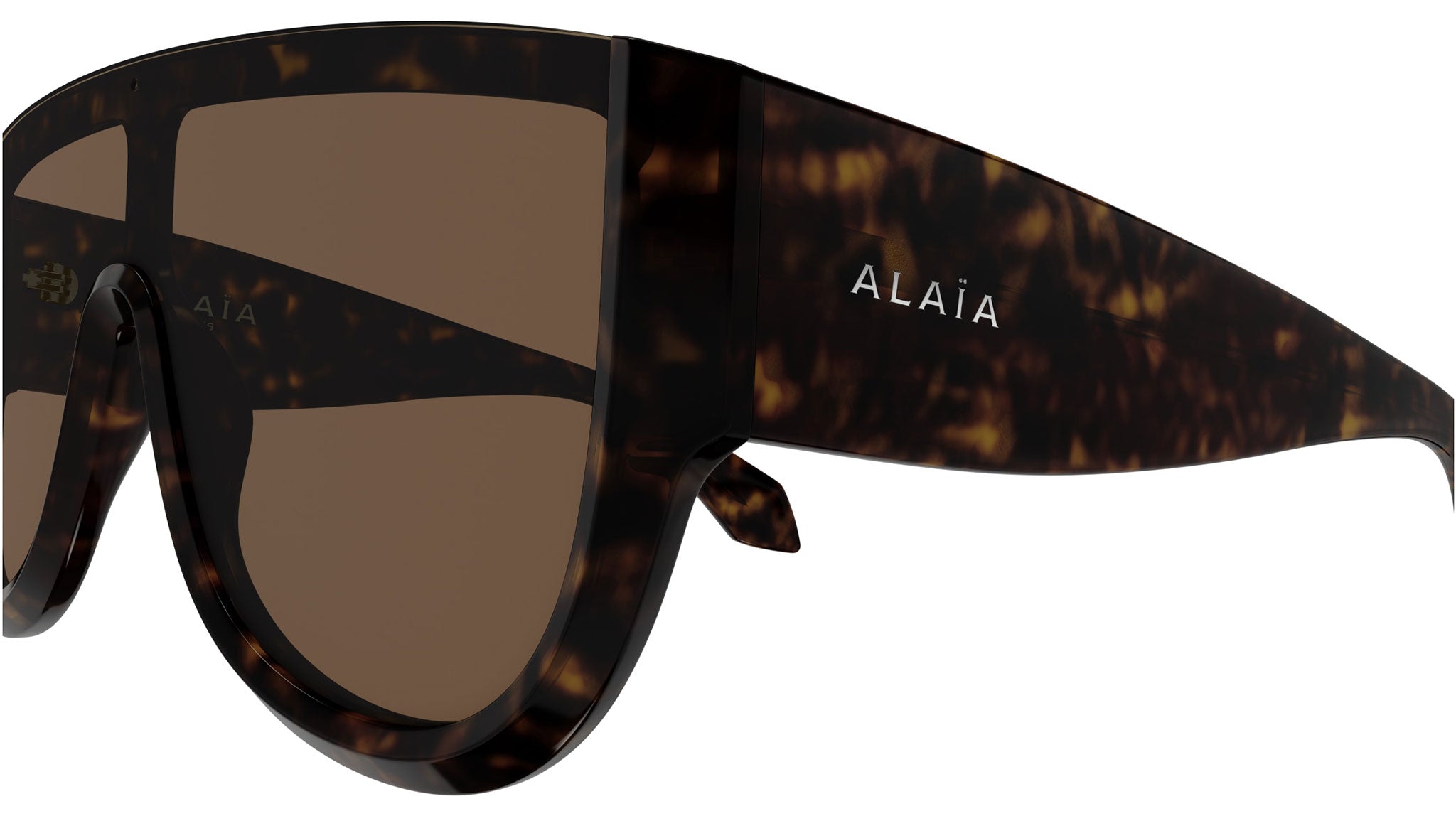 サングラス ALAIA FW25 Alaia Eyewear Sunglasses (AA0087S 002) AA0087S Azzedine Alaïa Shield Sunglasses 002 Havana - eye-oo.com