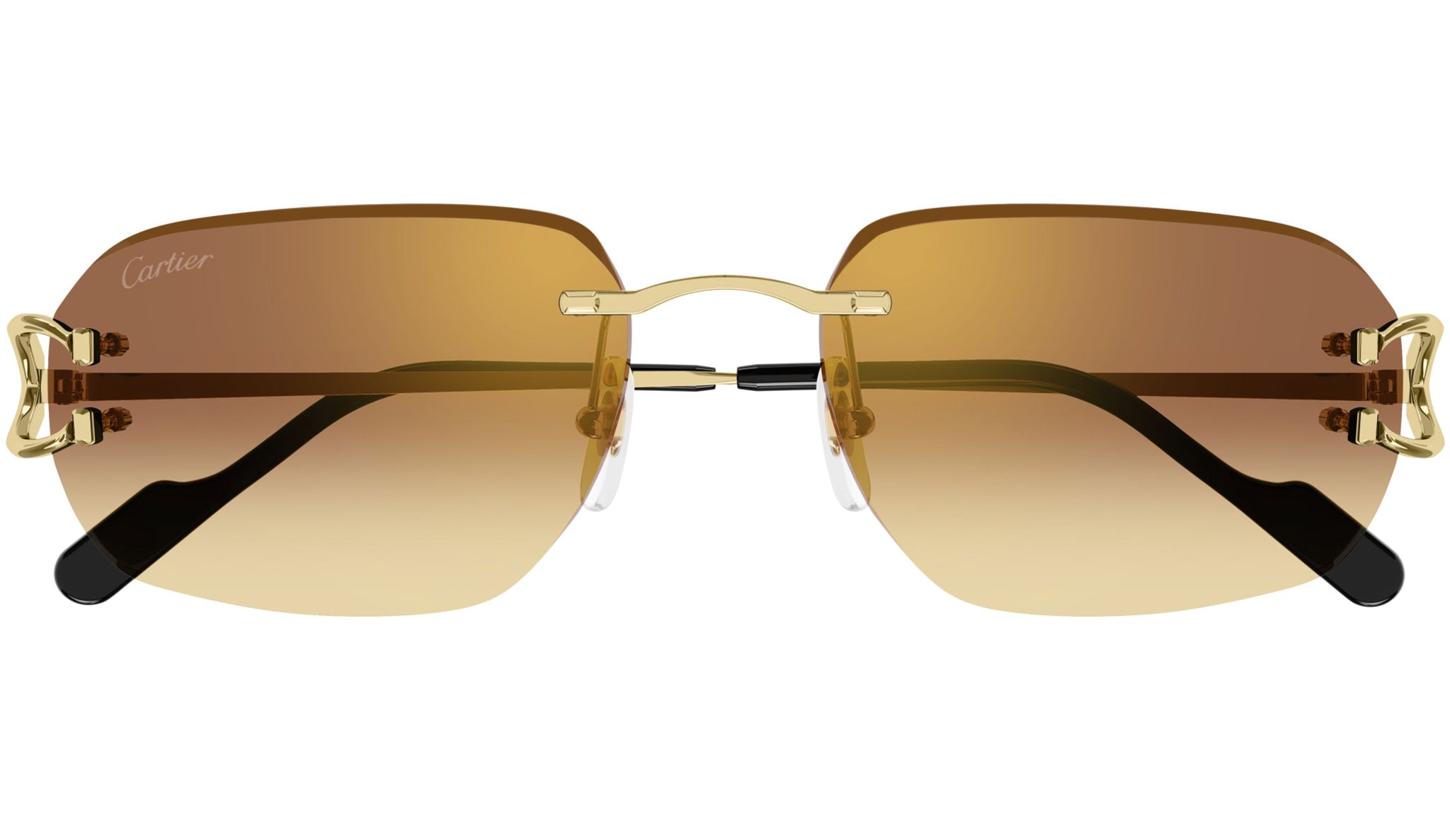 カルティエ　Cartier 4コマ　幅　10㎜　4.54 g Cartier Première CT0468S Sunglasses 004 Shiny Gold - eye-oo.com