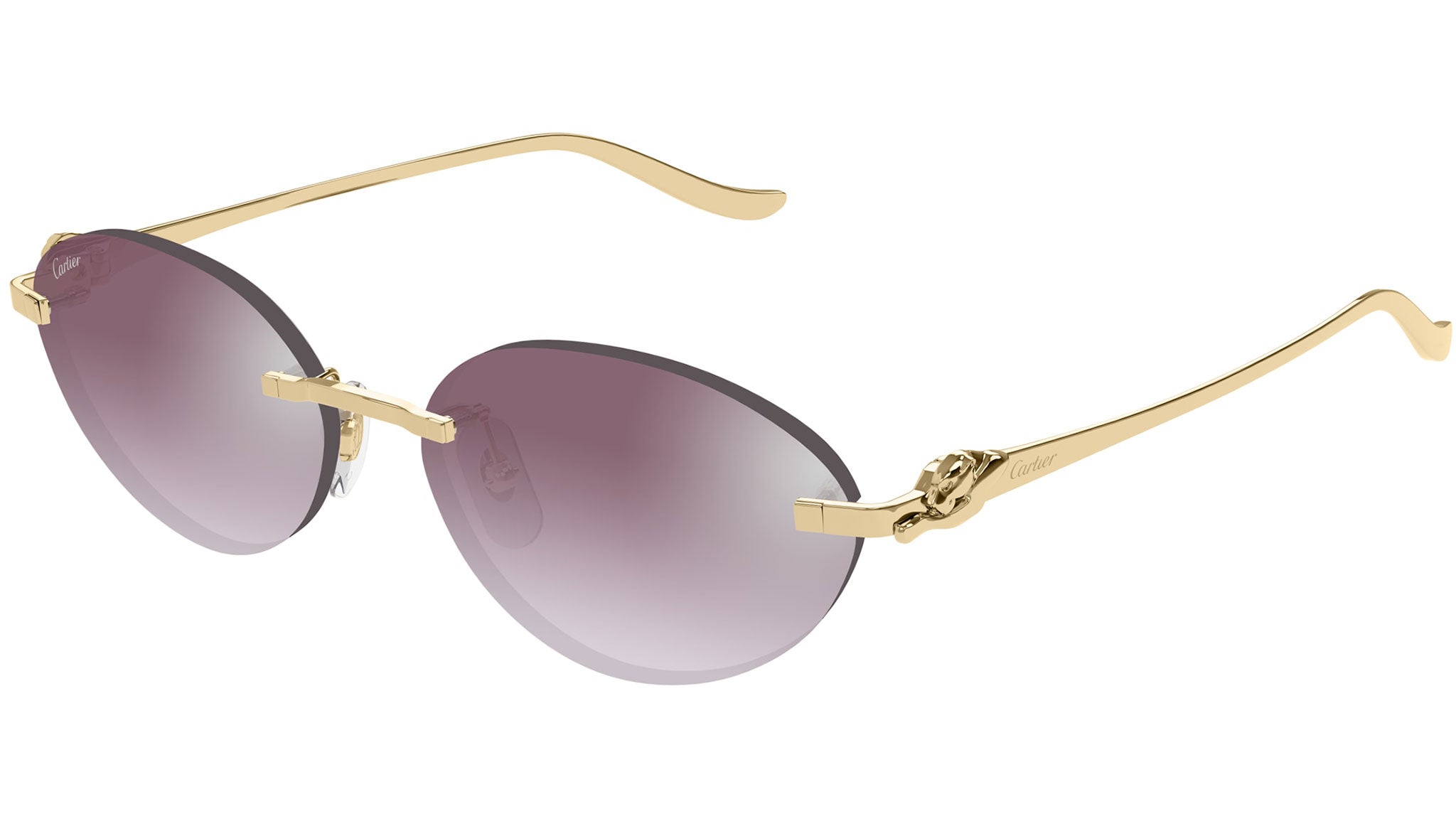 Cartier CT0595S-004 Sunglasses Gold Violet Metal CT0495S Sunglasses - Cartier Authorized Retailer  main image 3