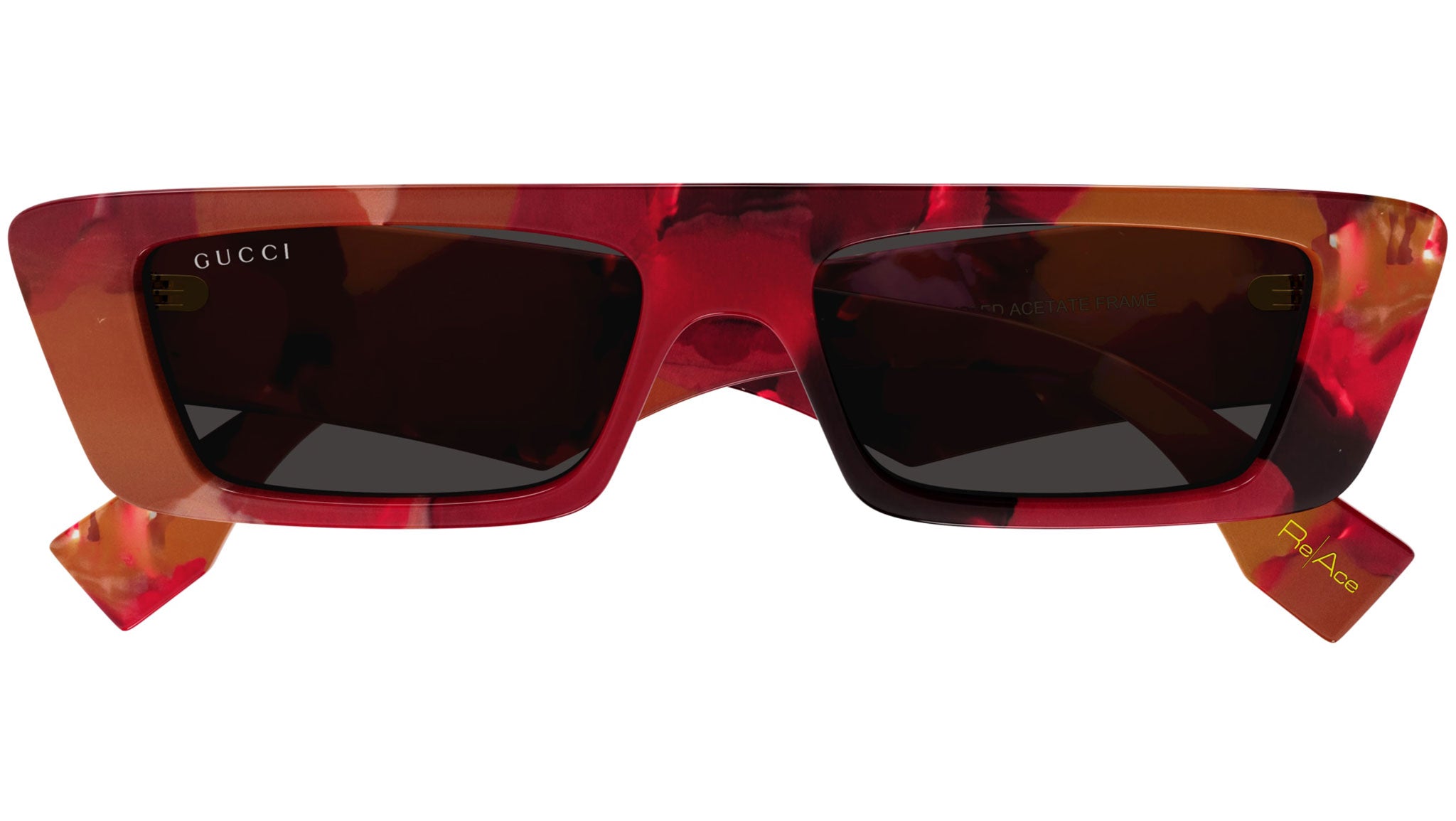 Gucci GG1625S 002 Red Grey Rectangular Sunglasses - eye-oo.com