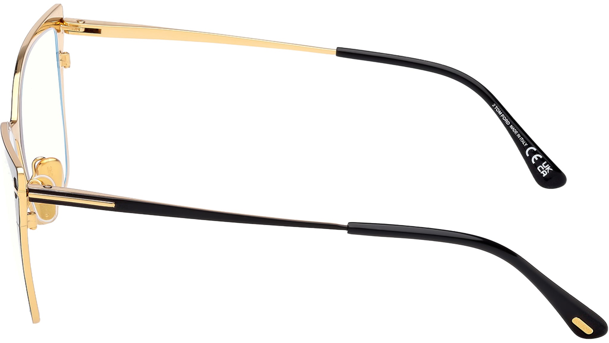 Tom Ford Gold Metal Oval Eyeglasses with Black Accessories Eyeglasses, Tom Ford, Aviator, Oval, Frames, Gold Plated  main image 2