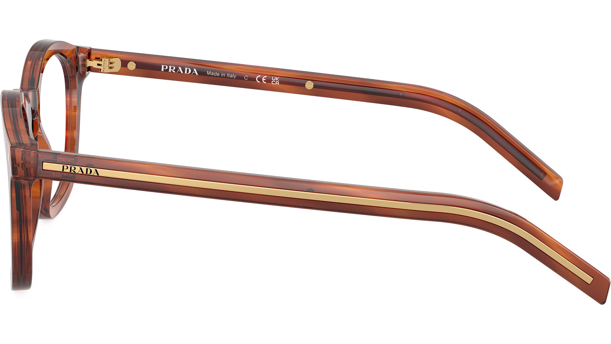 PR C04V Prada Glasses 27F1O1 Striped Cognac - eye-oo.com