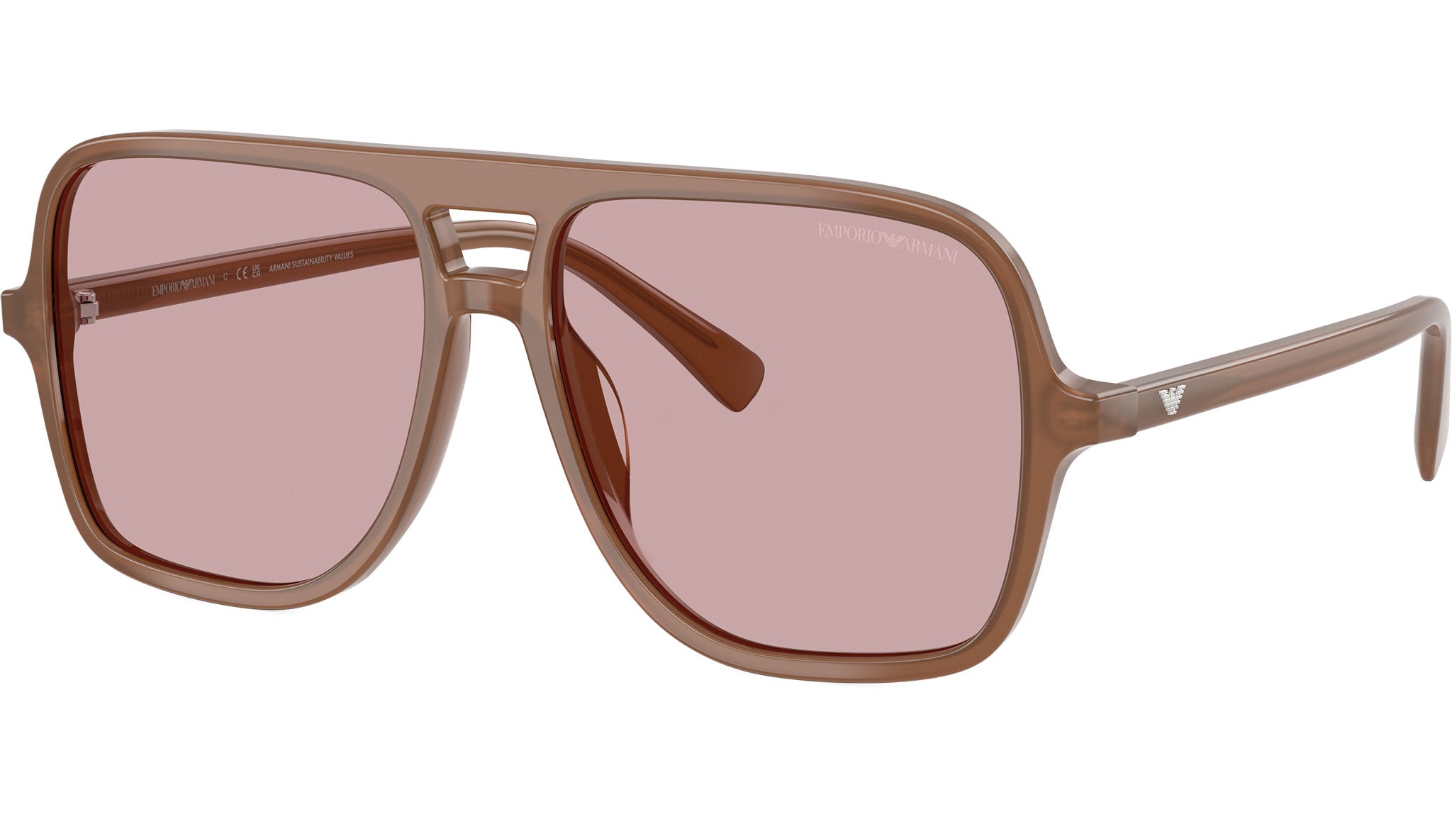 Emporio Armani EA4252U Sunglasses 627173 Shiny Opaline Light Brown