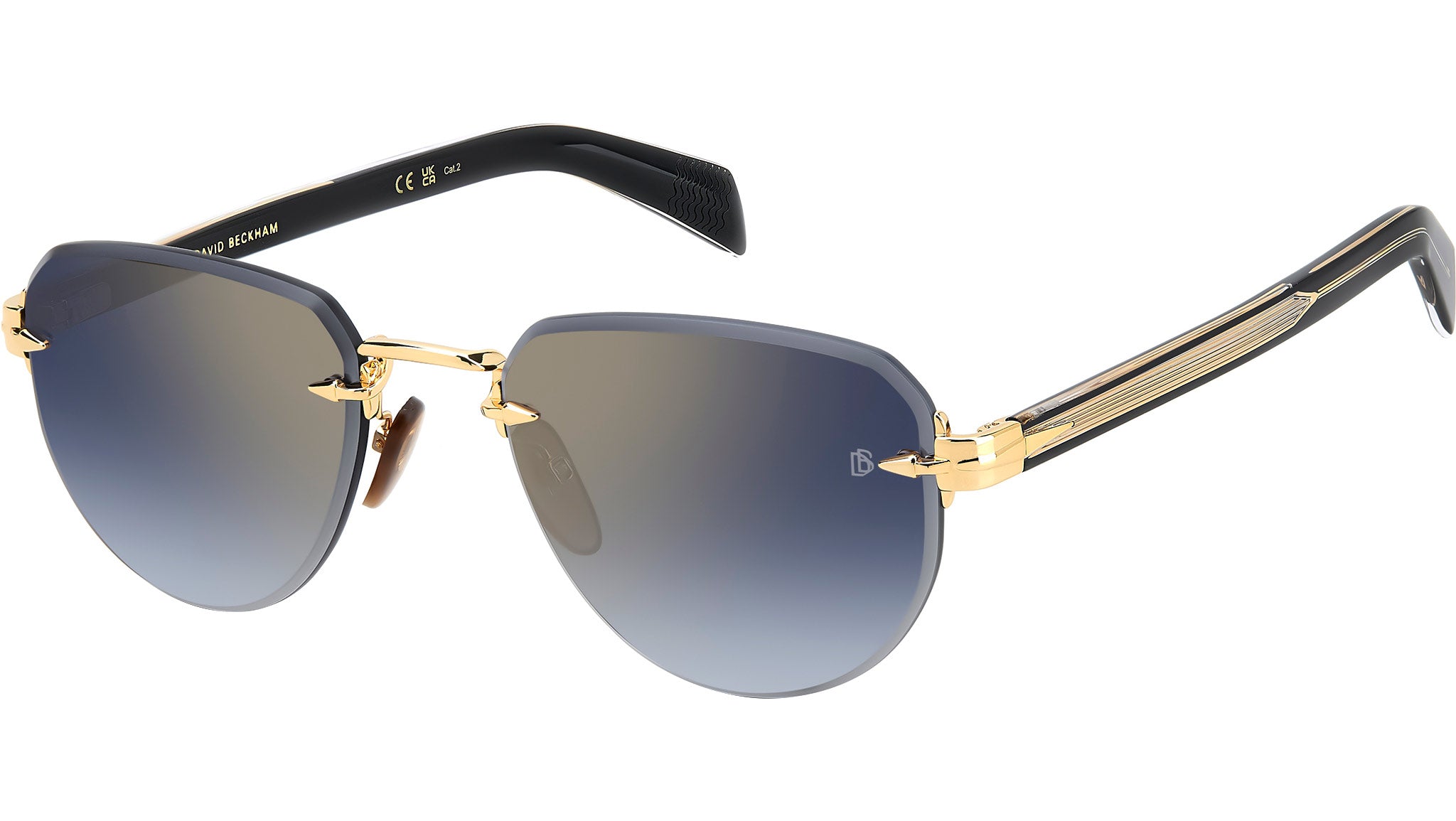 David Beckham DB 7144/S RHL 1V Sunglasses Gold Black - eye-oo.com