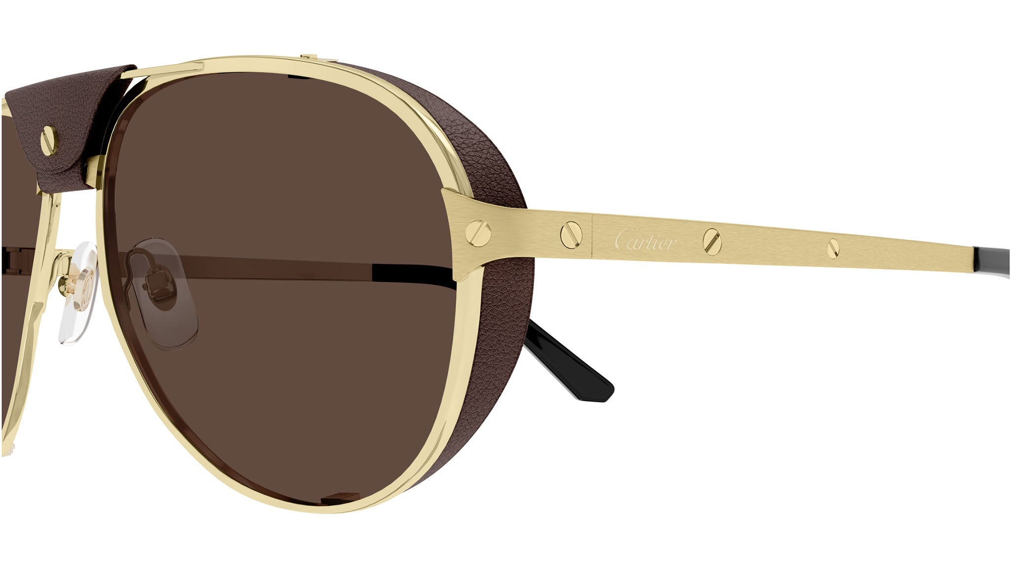 Cartier CT0296S 005 Sunglasses Shiny Gold Brown - eye-oo.com