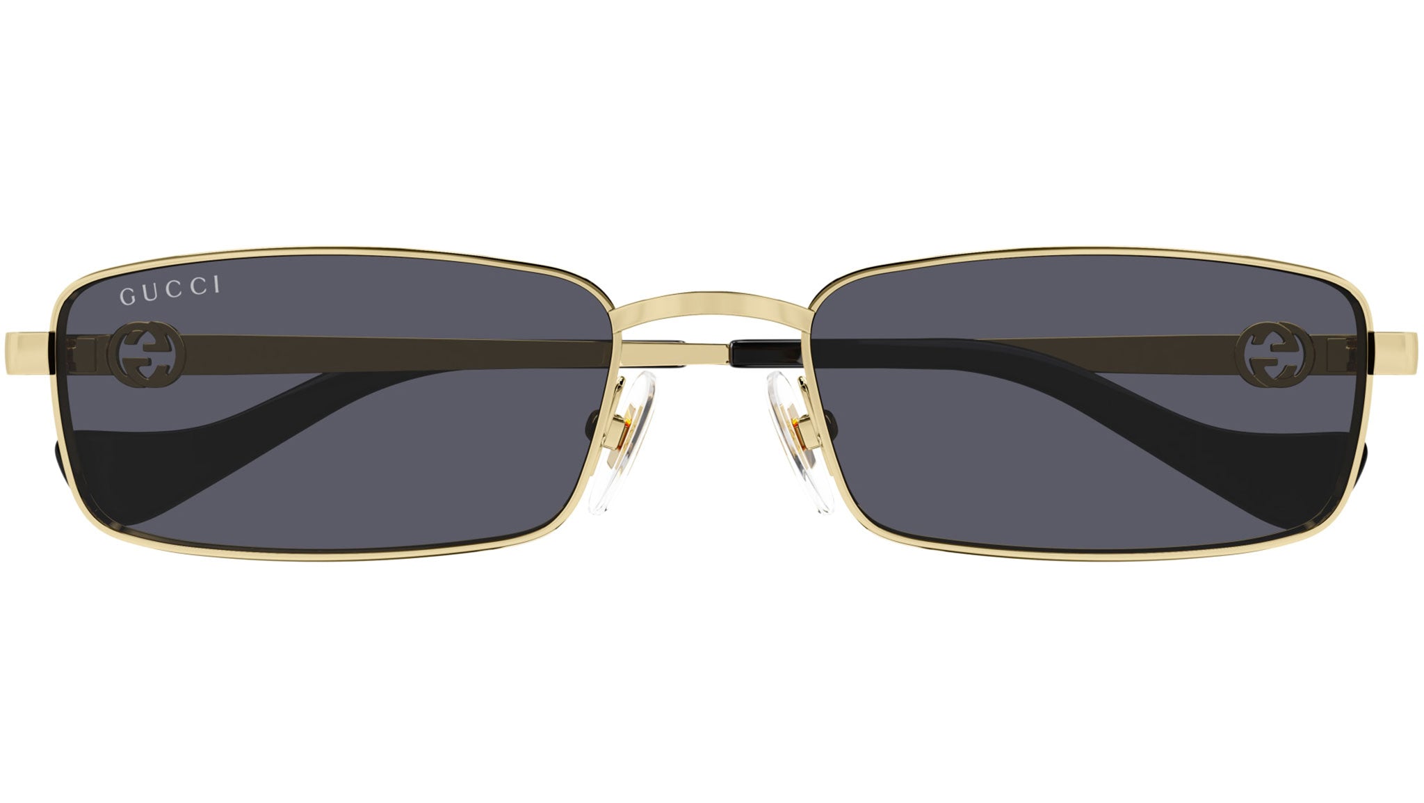 Gucci GG1600S 001 Gold Grey Rectangular Sunglasses - eye-oo.com