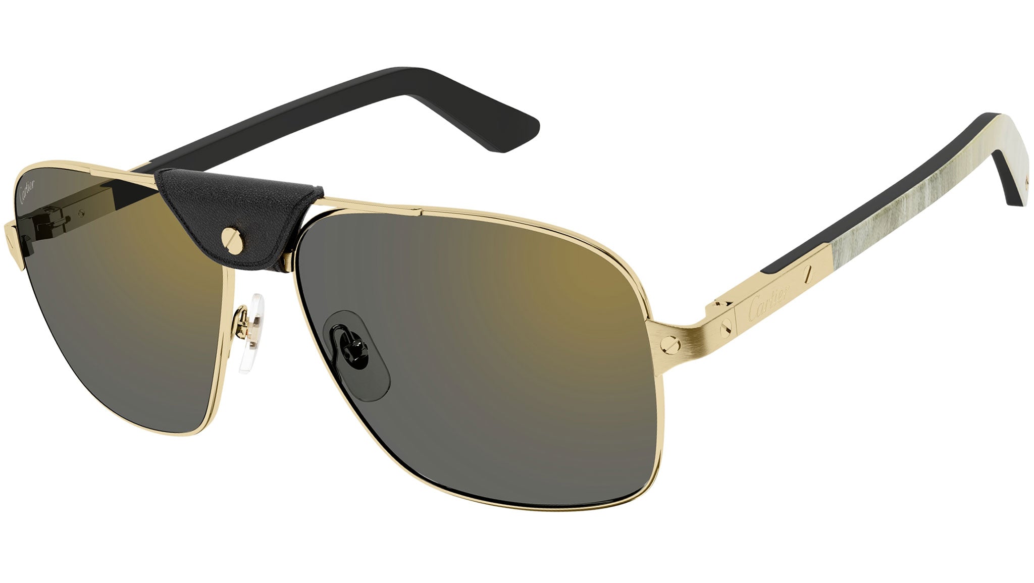 Cartier Santos CT0389S Sunglasses 003 Gold Grey - eye-oo.com