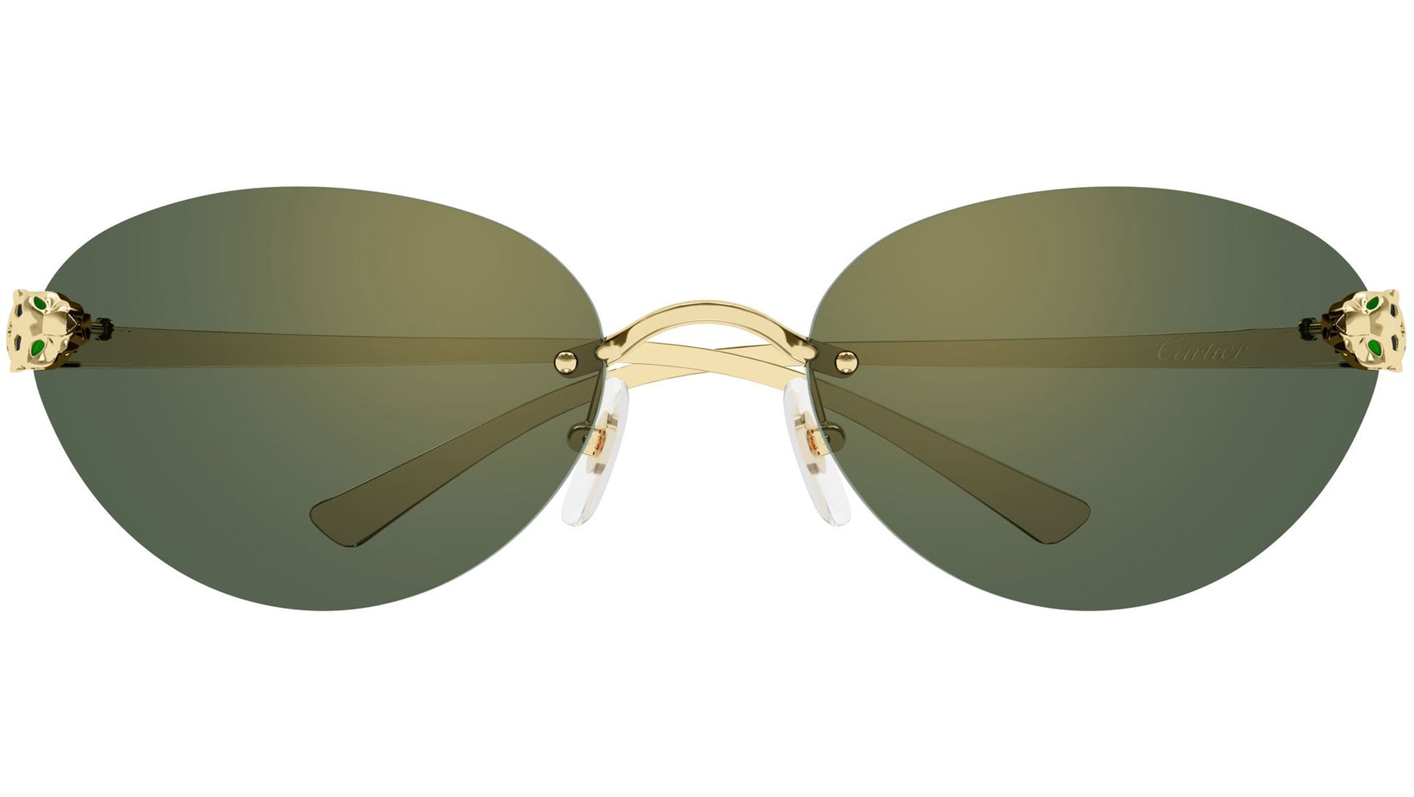 Cartier CT0635S Sunglasses 003 Shiny Gold Green - eye-oo.com