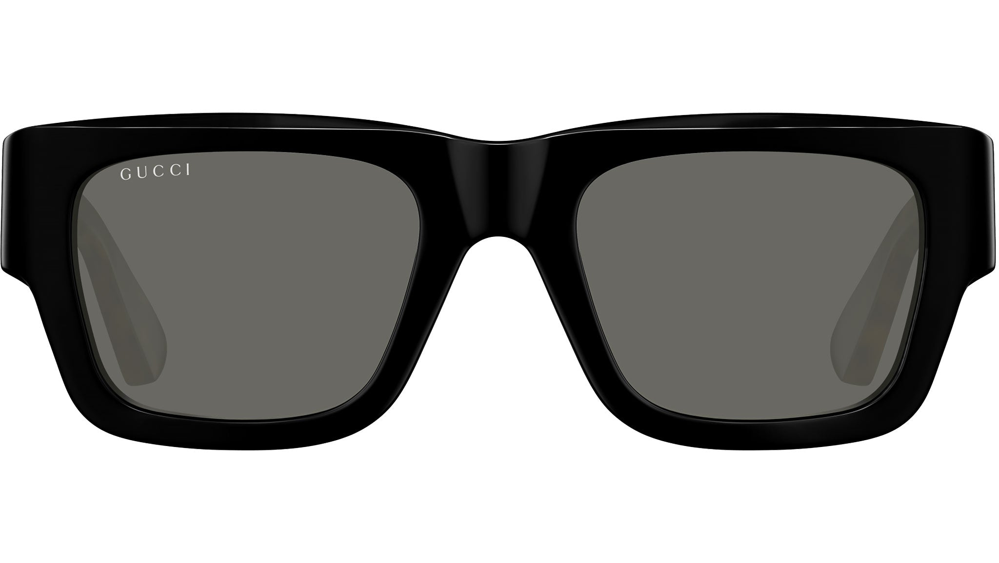 Gucci GG1668S 001 Black Grey Rectangular Sunglasses - eye-oo.com