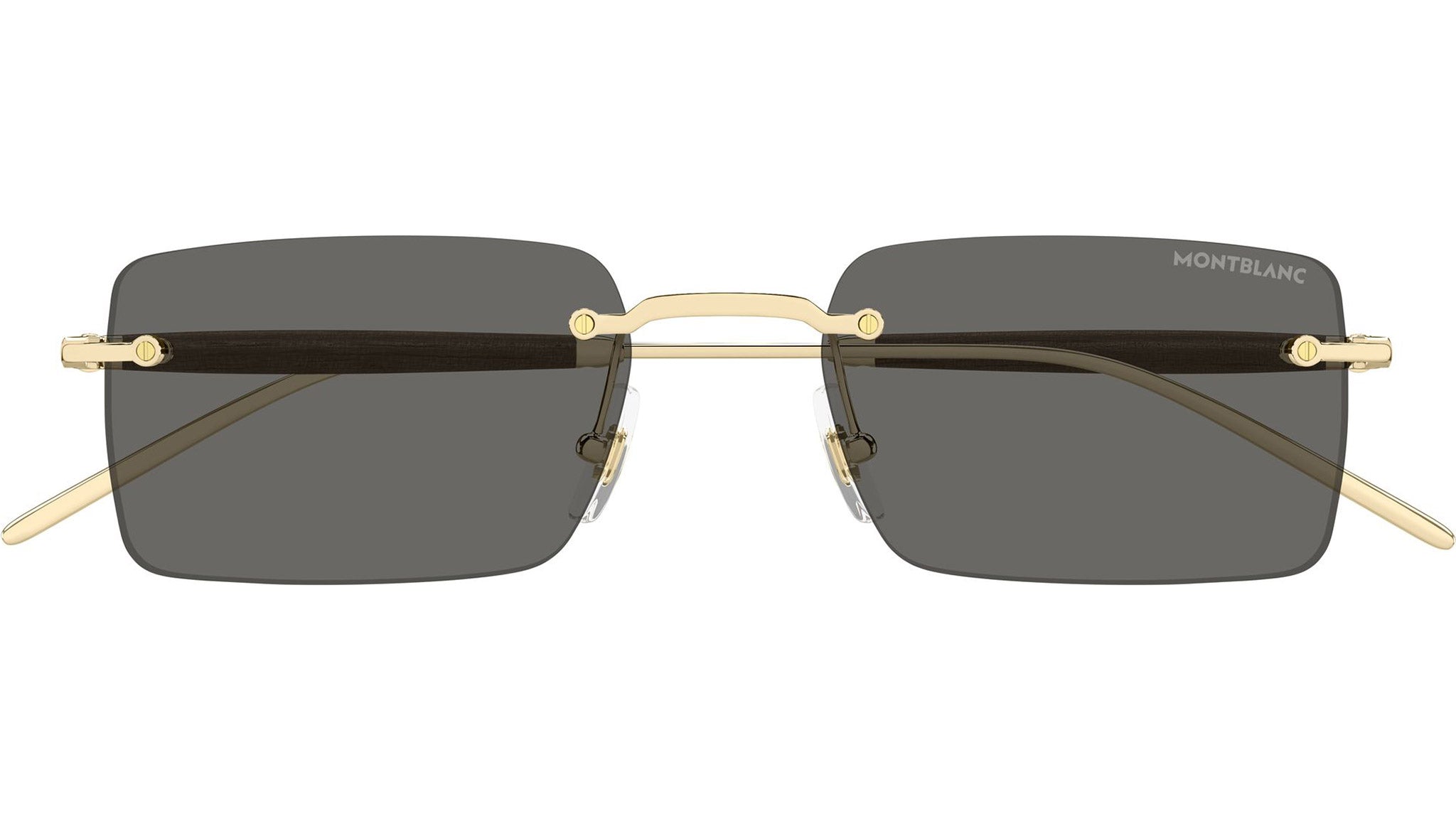 MB0453S Montblanc Rectangular Sunglasses 001 Light Gold - eye-oo.com