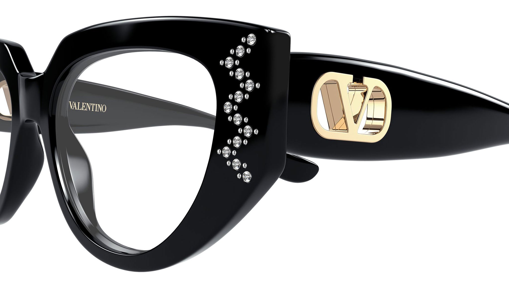 Valentino Black Cat-Eye Optical Glasses Valentino Frame Italy Black Metal Cat Eye Eyeglasses Optical  main image 3