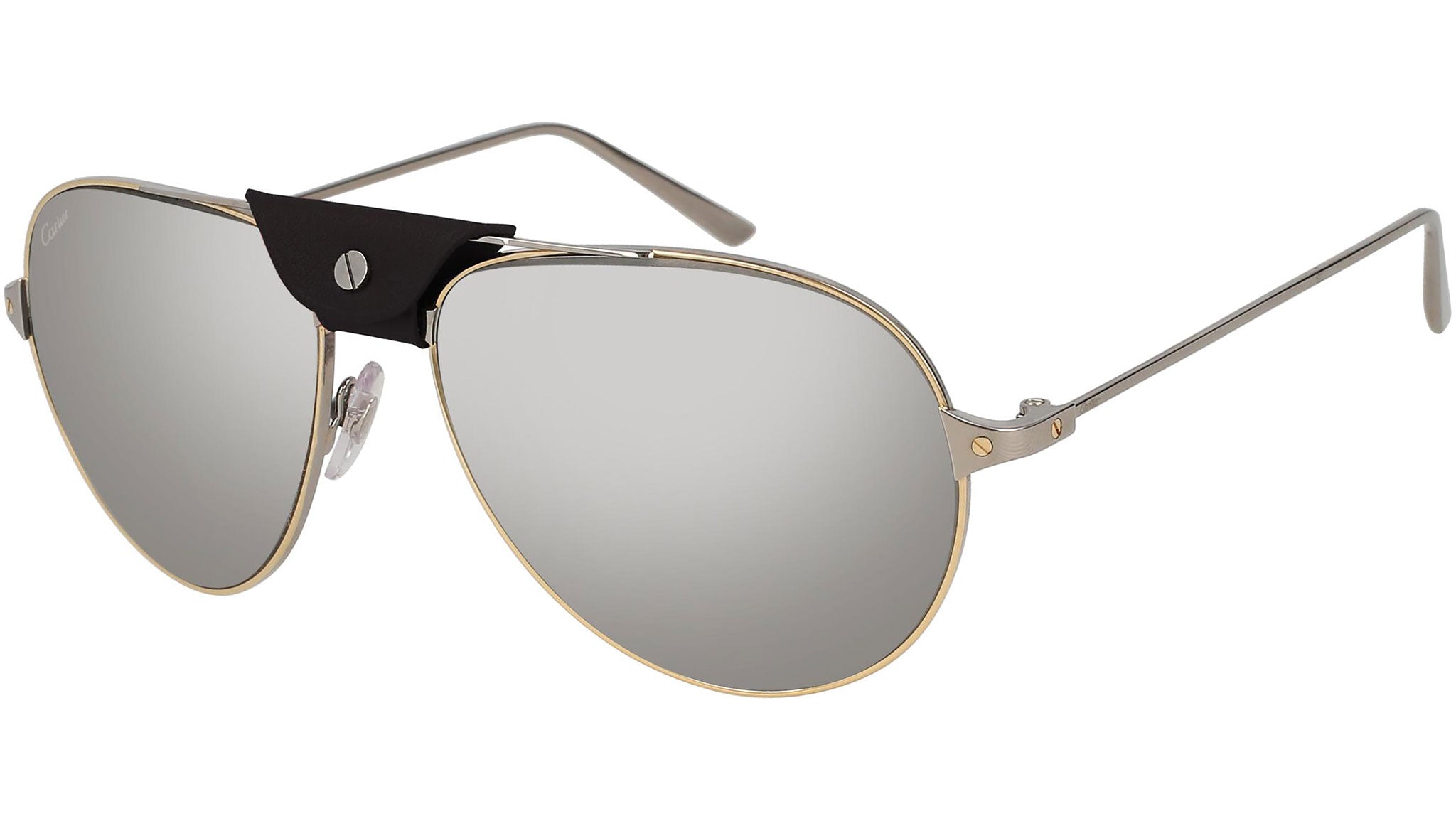 Cartier サングラス　CT0038S アイウェア サントス サングラス Santos de Cartier Sunglasses CT0038S Black Gold Silver - eye-oo.com