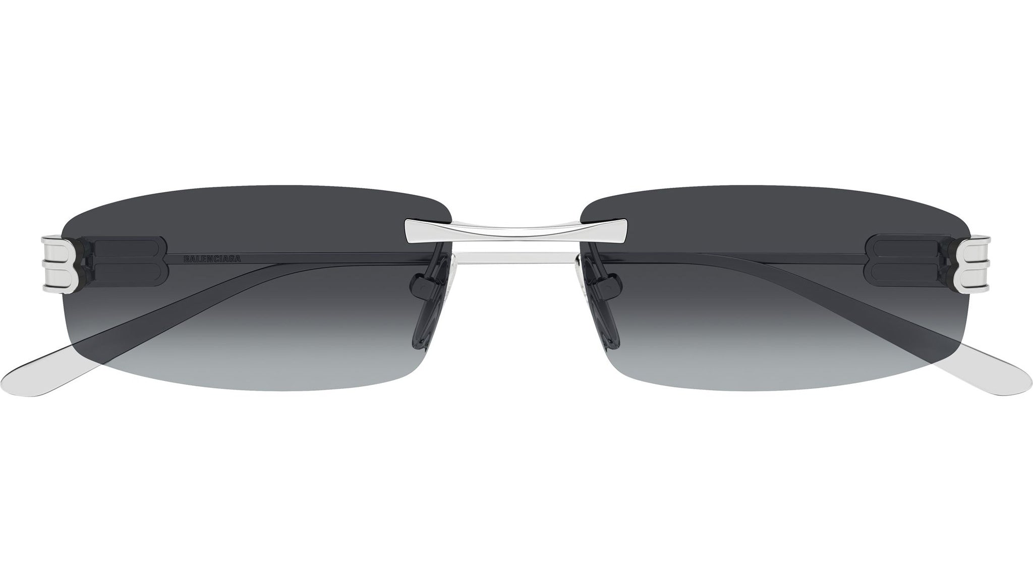 Balenciaga BB0488S Rectangular Sunglasses Shiny Silver - eye-oo.com