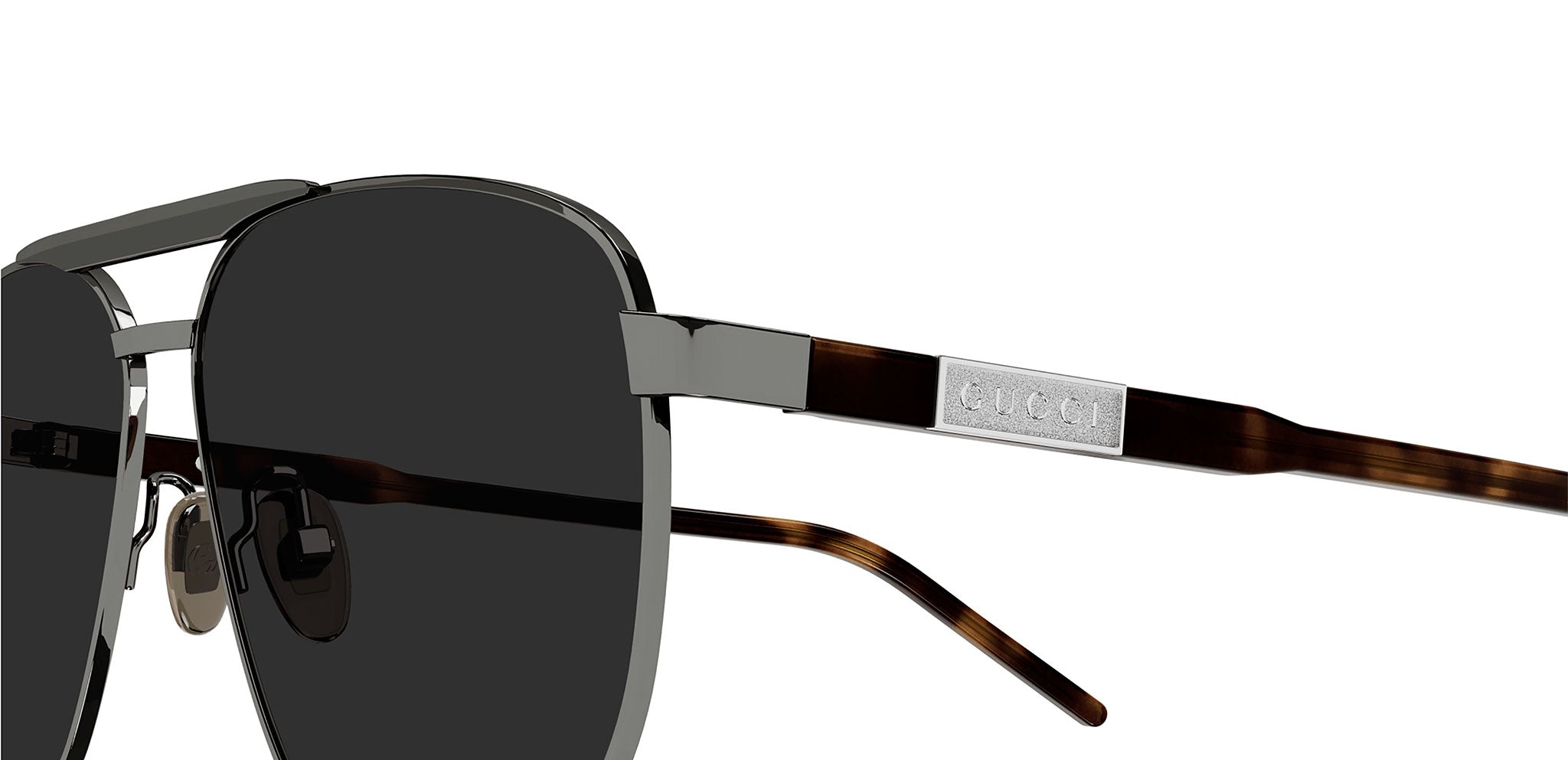 NWOT Gucci Gray Acetate Pilot Sunglasses GUCCI GG0341S 0341 Black Green Classic Stripe POLARIZED  main image 2
