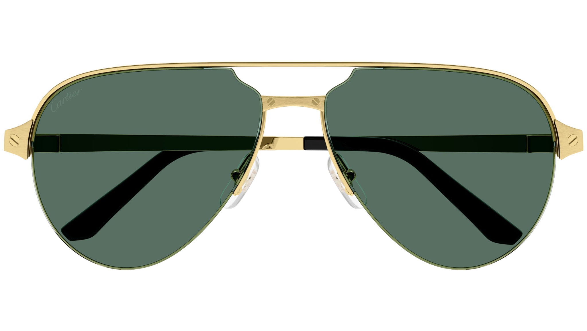 Cartier Santos CT0386S Sunglasses 002 Gold Green - eye-oo.com