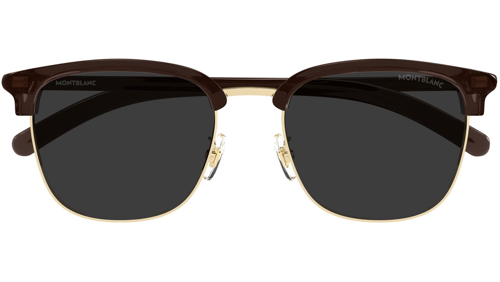 MB0488SA Montblanc Rectangular Sunglasses 002 Brown Gold - eye-oo.com