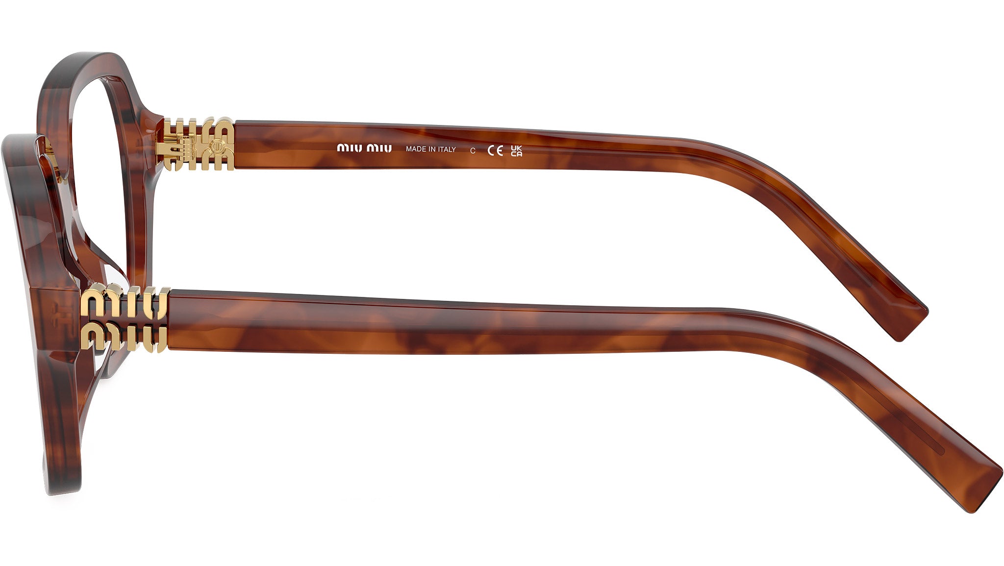 Miu Miu MU03YV Glasses 26E1O1 Striped Tobacco - eye-oo.com