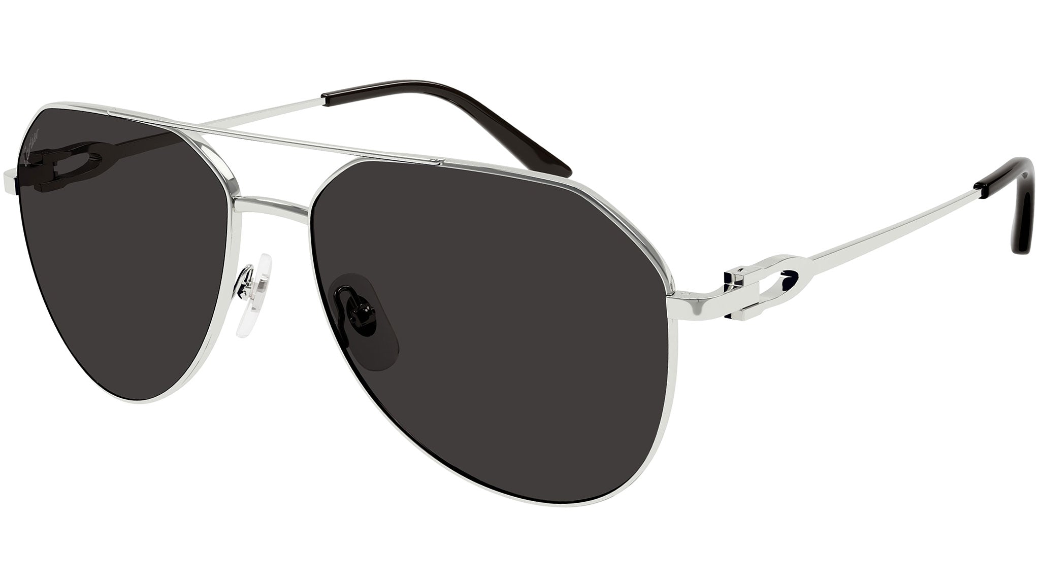 Cartier Silver Aviator Sunglasses CARTIER SANTOS AVIATOR DUMONT GRAY/BRN HORN SUNGLASSES MINT  main image 3