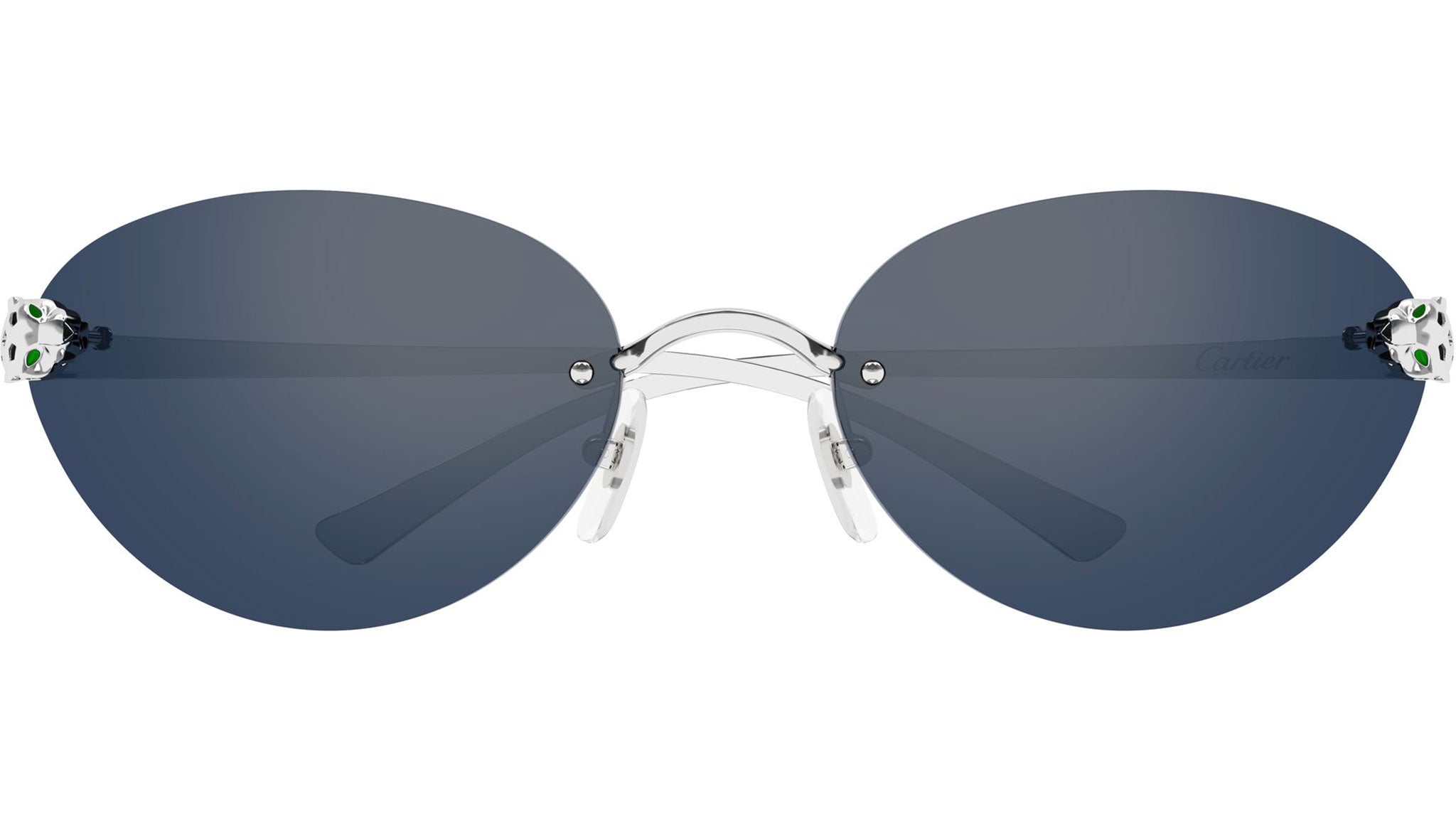 Cartier CT0635S Sunglasses 002 Shiny Silver Blue - eye-oo.com