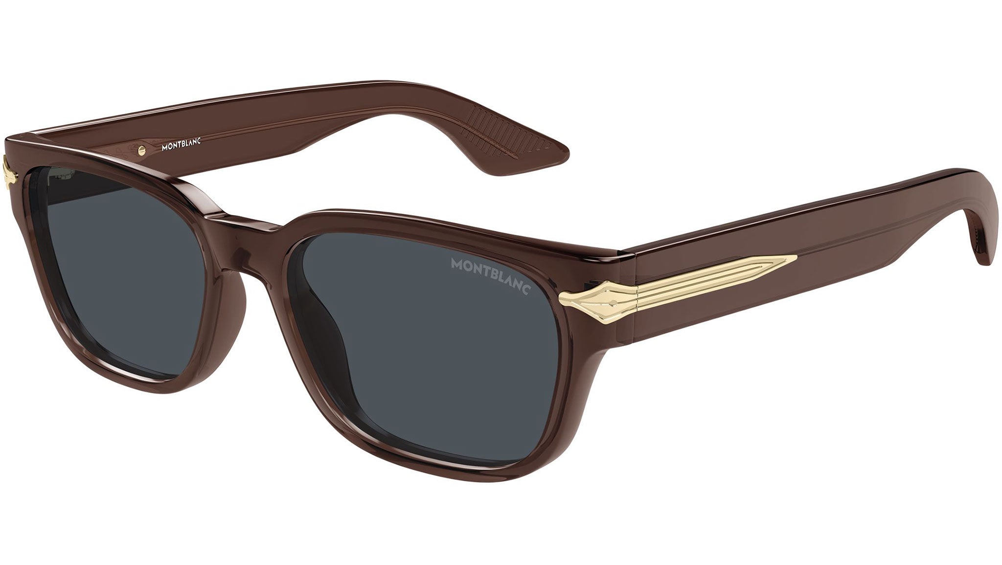 MB0479S Montblanc Rectangular Sunglasses 003 Transparent Brown