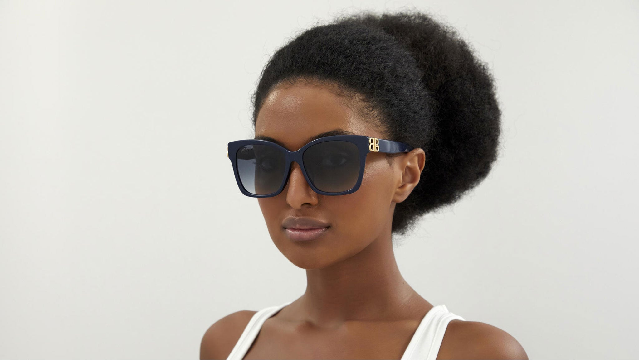 Balenciaga Women\'s Dark Blue Sunglasses Balenciaga BB0328S Sunglasses 004 Shiny Blue - eye-oo.com main image 3