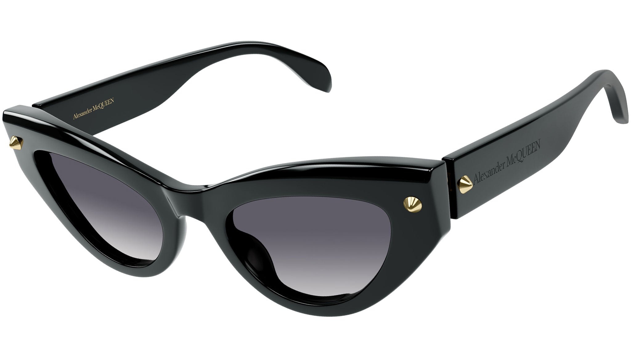 Alexander McQueen AM0407S Sunglasses 001 Shiny Solid Black - eye