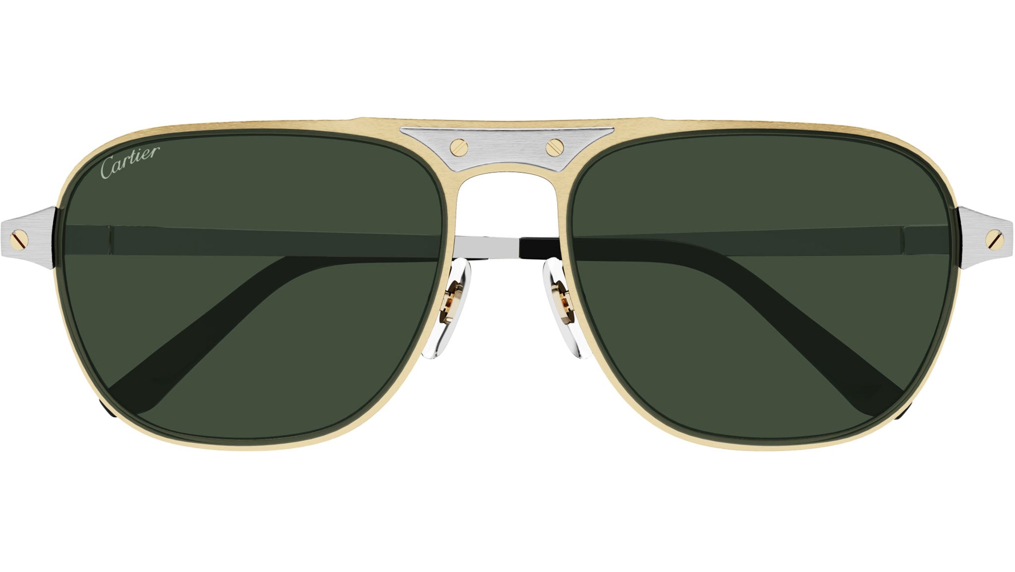 Cartier CT0532S 002 Sunglasses Matte Platinum Green - eye-oo.com