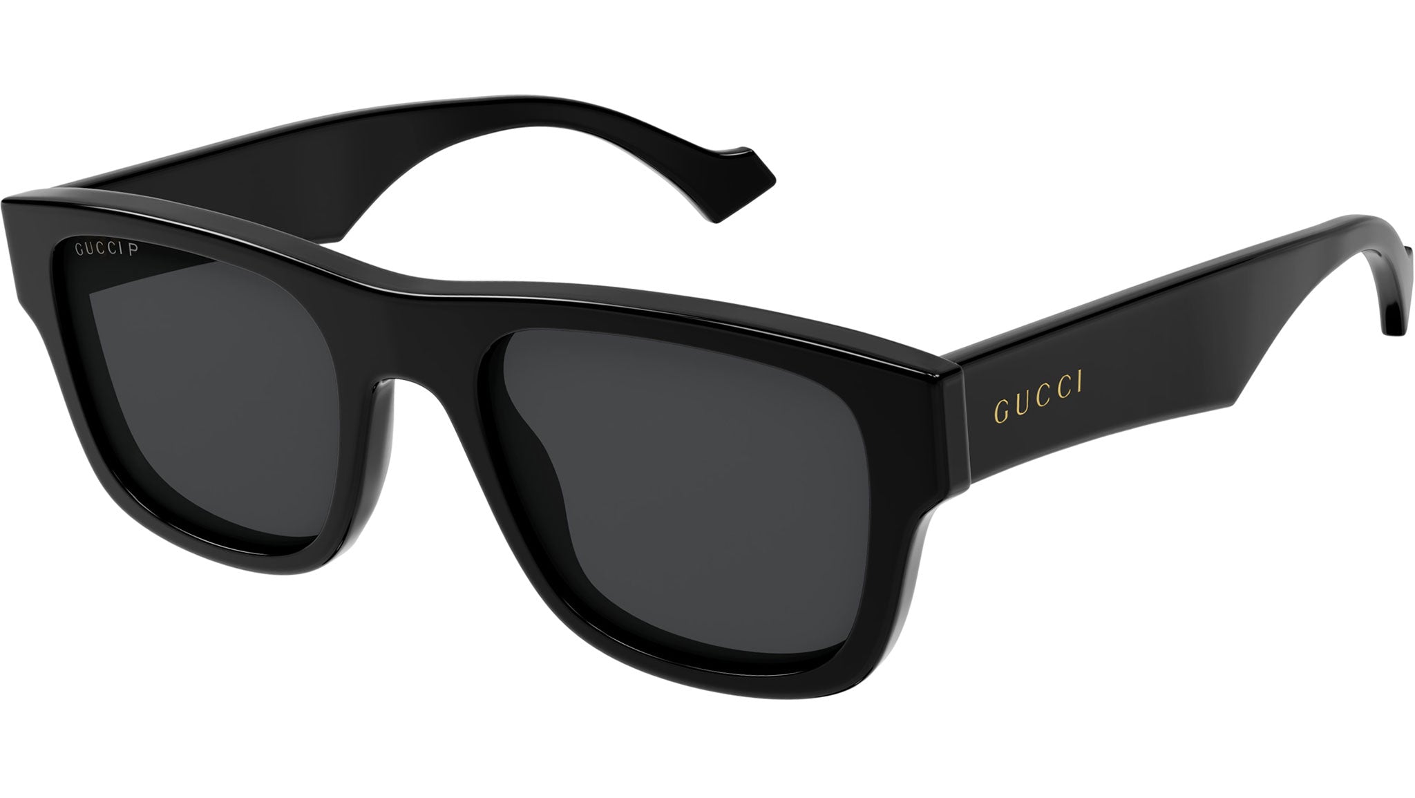 Gucci GG1427S 002 Black Grey Rectangular Sunglasses - eye-oo.com