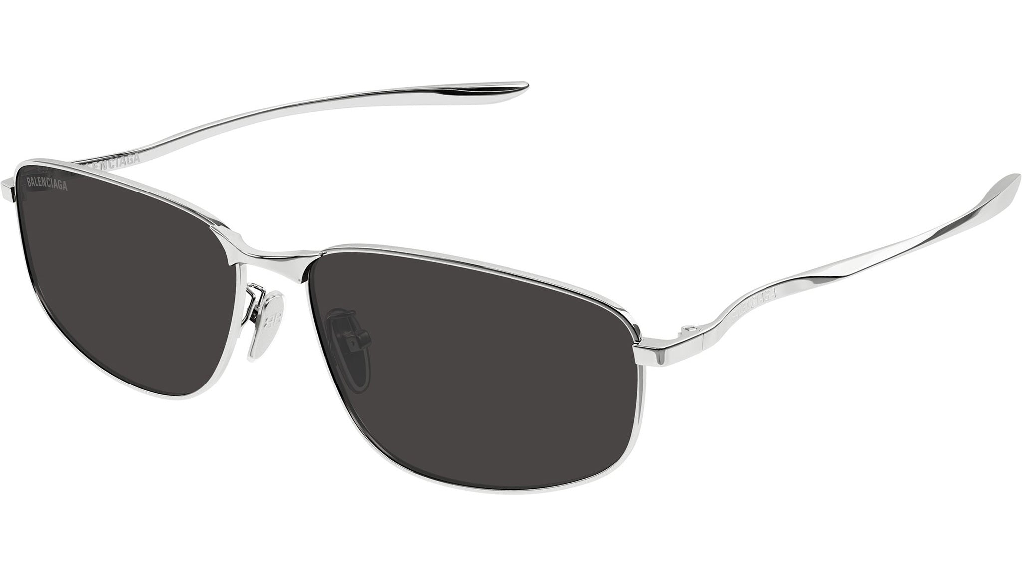 Balenciaga BB0494SA Rectangular Sunglasses 001 Silver Grey - eye
