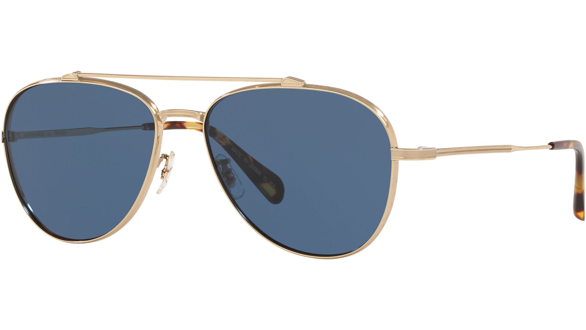 Oliver Peoples Rikson Unisex Sunglasses Soft Gold Blue Lens Oliver Peoples RIKSON Soft Gold/Blue 56mm OV 1266ST 503580  main image 4