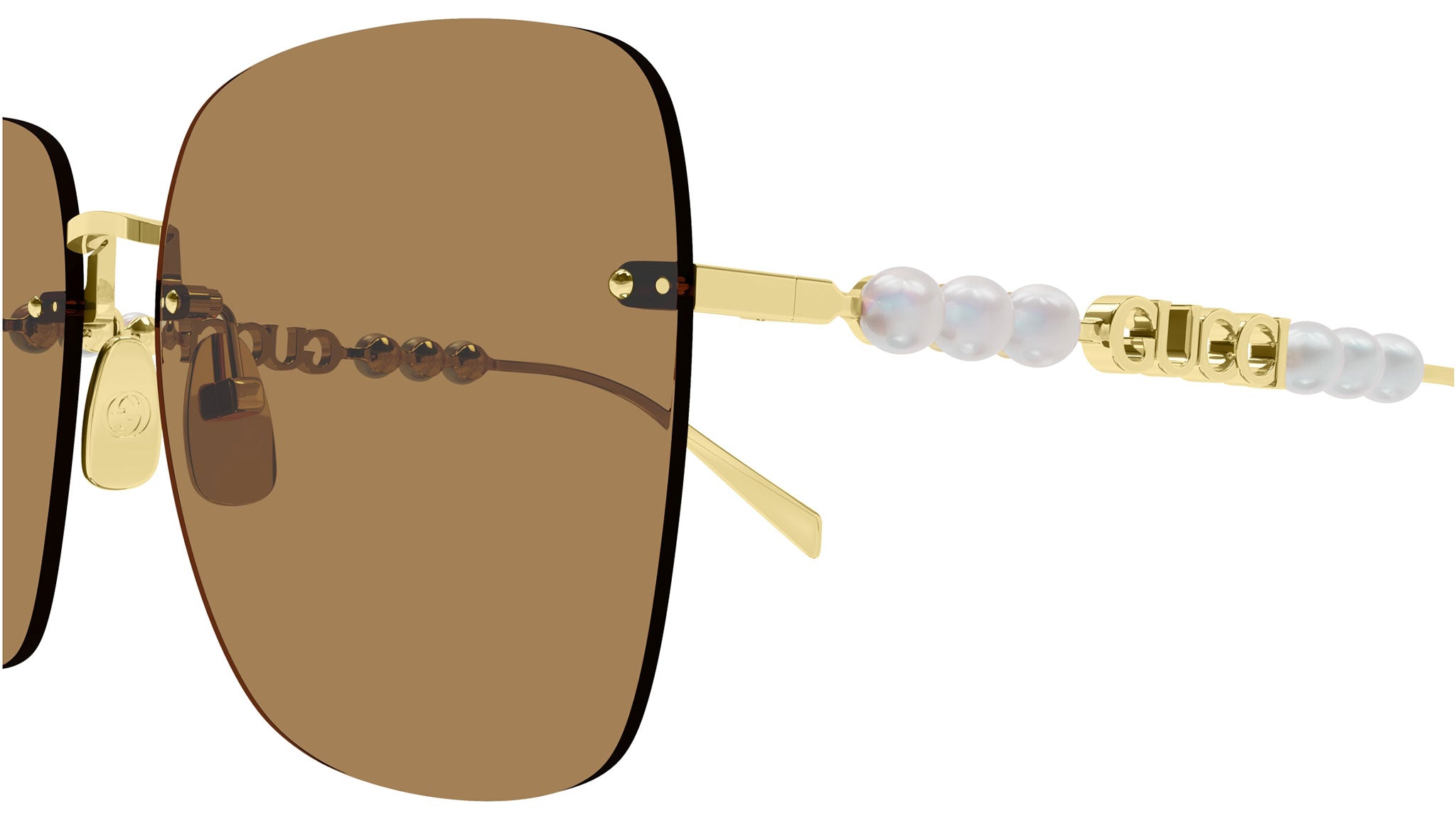 Gucci GG1923SA 003 Gold Brown Rectangular Sunglasses - eye-oo.com