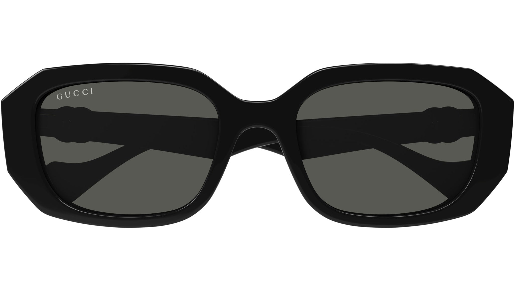 Gucci GG1535S 001 Black Grey Rectangular Sunglasses - eye-oo.com