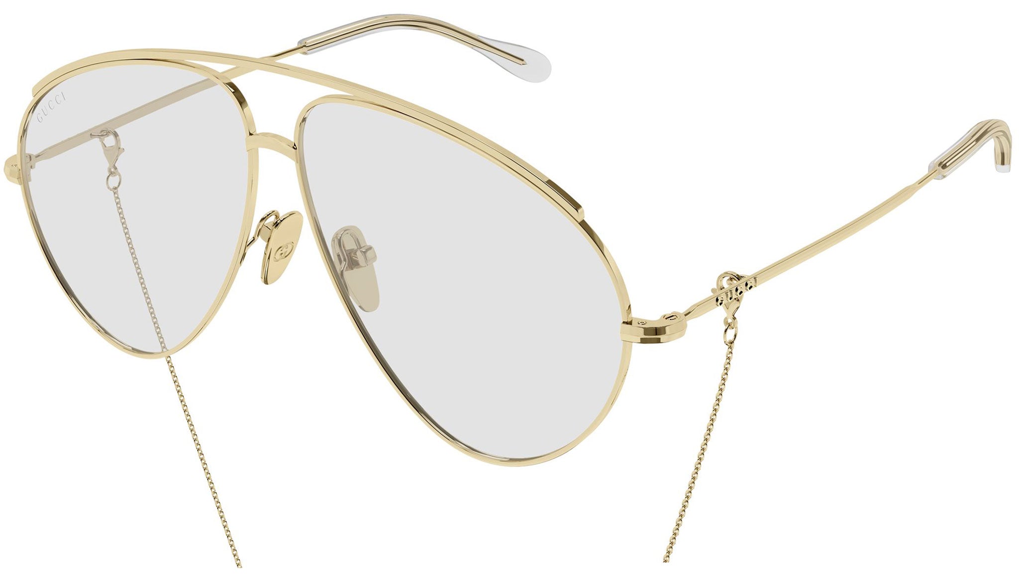 Gucci GG1654S 010 Gold Transparent Pilot Sunglasses - eye-oo.com