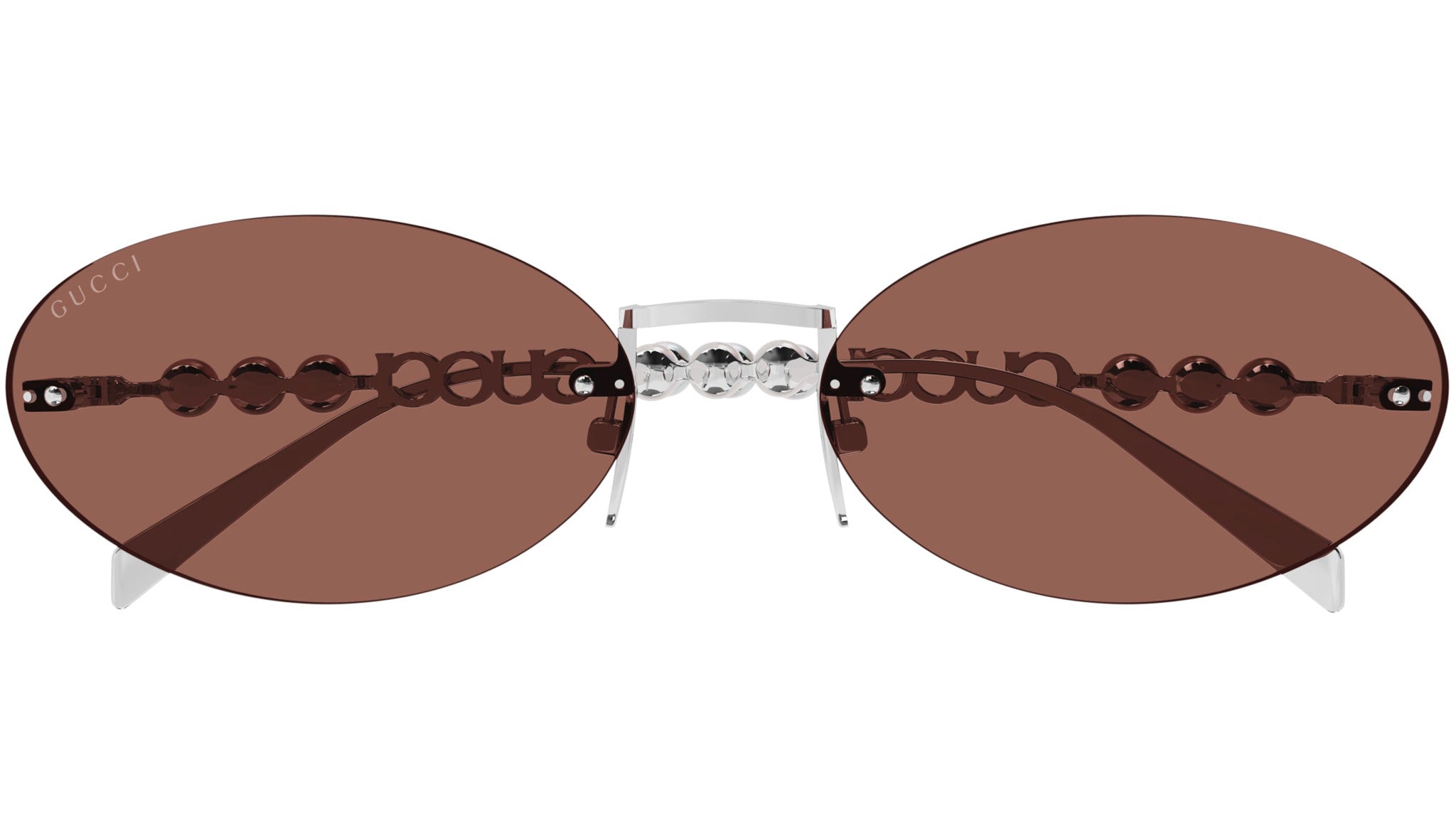 Gucci GG1922S 002 Silver Brown Round Sunglasses - eye-oo.com