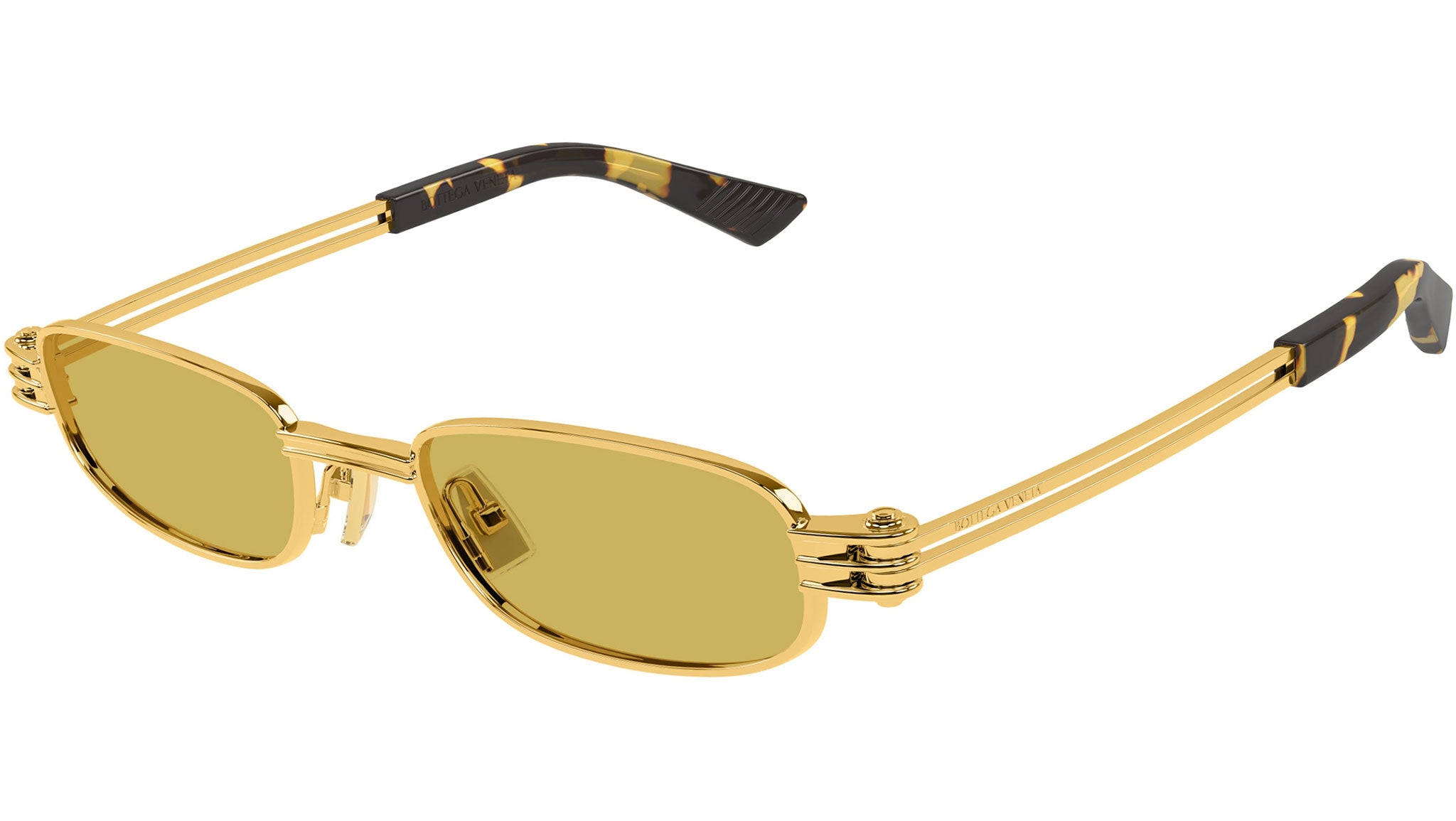 BV1381S Bottega Veneta Rectangular Sunglasses 002 Shiny Gold - eye