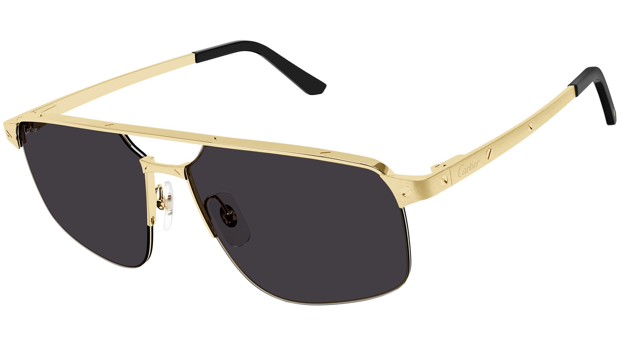 Cartier Santos CT0385S Sunglasses 001 Gold Grey - eye-oo.com