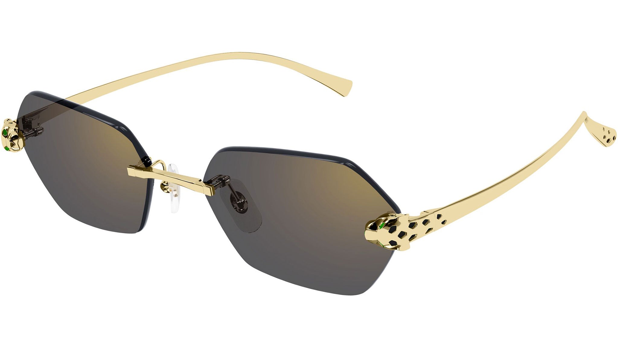 Cartier CT0636S Sunglasses 001 Shiny Gold Grey - eye-oo.com