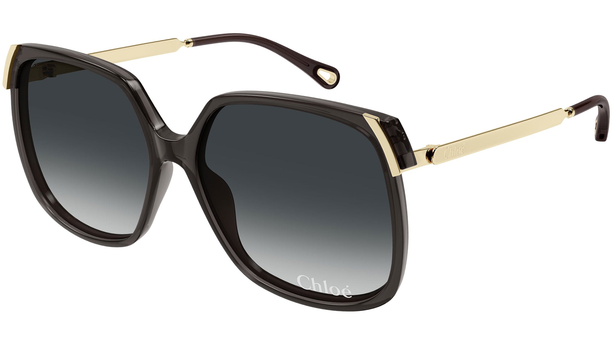 Chloé ☆サングラス ☆ブラック/グレー☆新品に近い極美品 CH0286S Chloé Rectangular Sunglasses 001 Grey - eye-oo.com