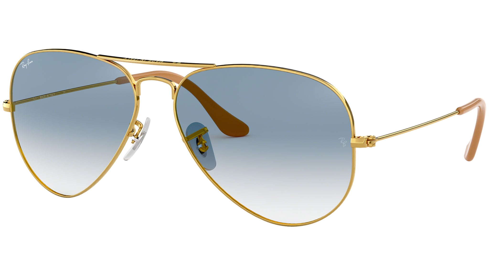 Ray-Ban Aviator Sunglasses - Gold Frame with Blue Lenses Amazon.com: Ray-Ban RB3025 Aviator Large Metal Gradient  main image 3