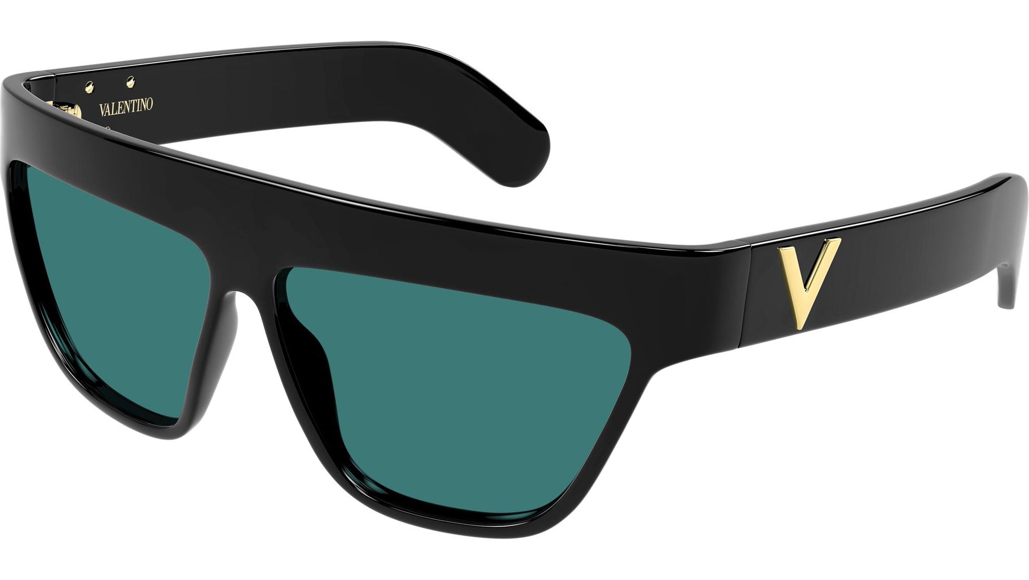 Valentino VG0068S Sunglasses 005 Black Solid Teal Geometric - eye