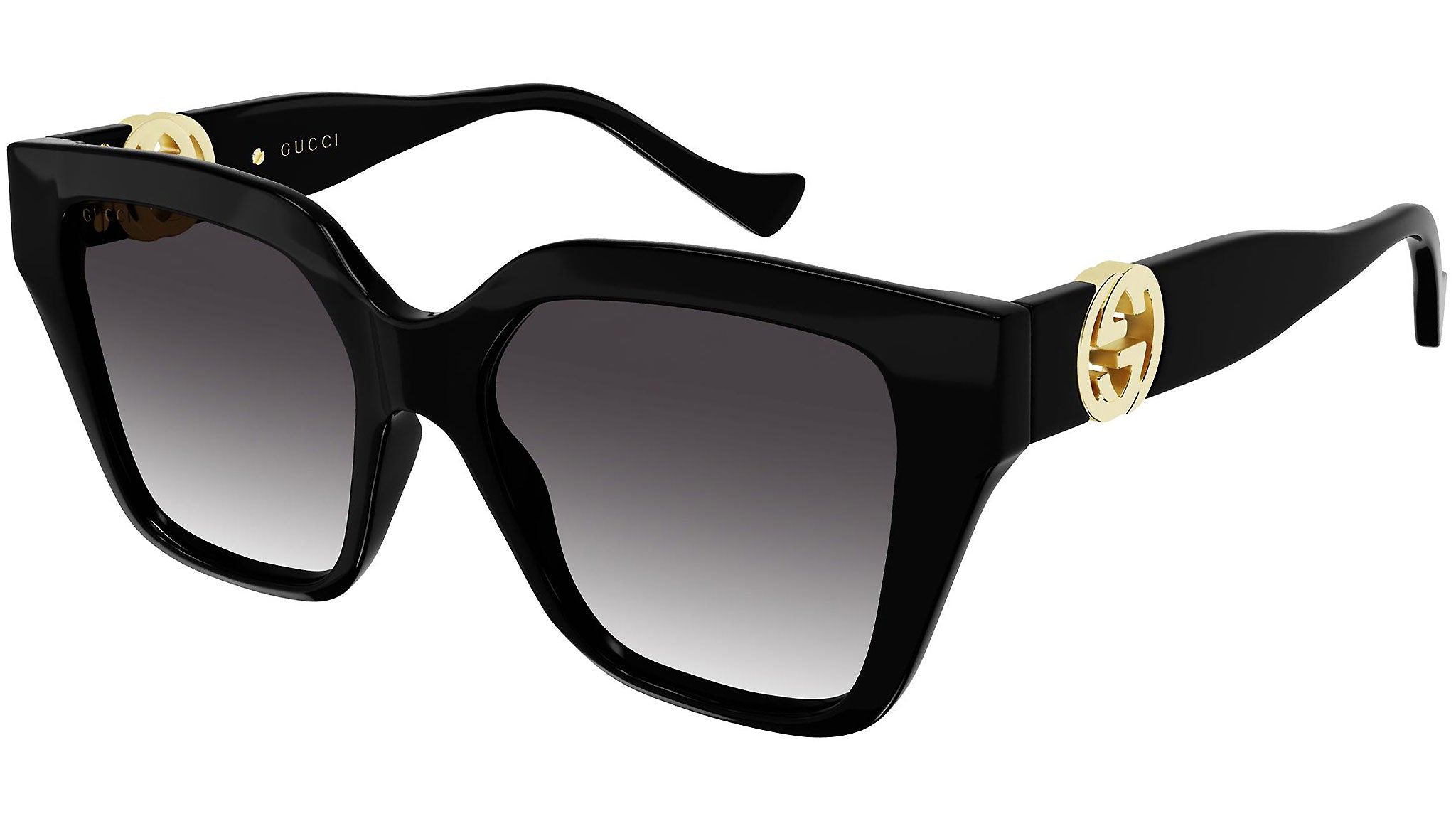 Gucci GG1023S 008 Black Grey Rectangular Sunglasses - eye-oo.com